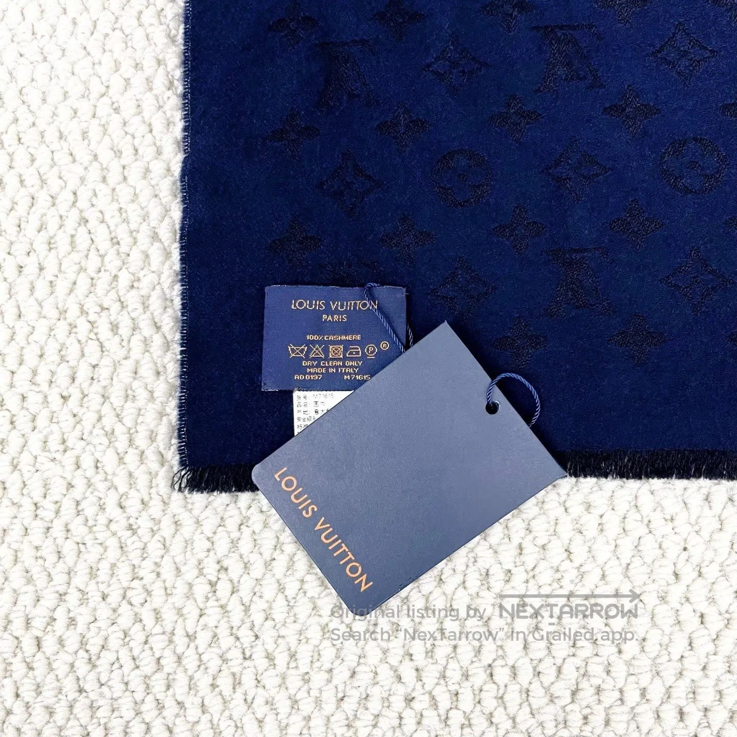 Louis Vuitton Louis Vuitton Full Print 100% Cashmere Fringe Knit Scarf| Size ONE SIZE - 3 Thumbnail