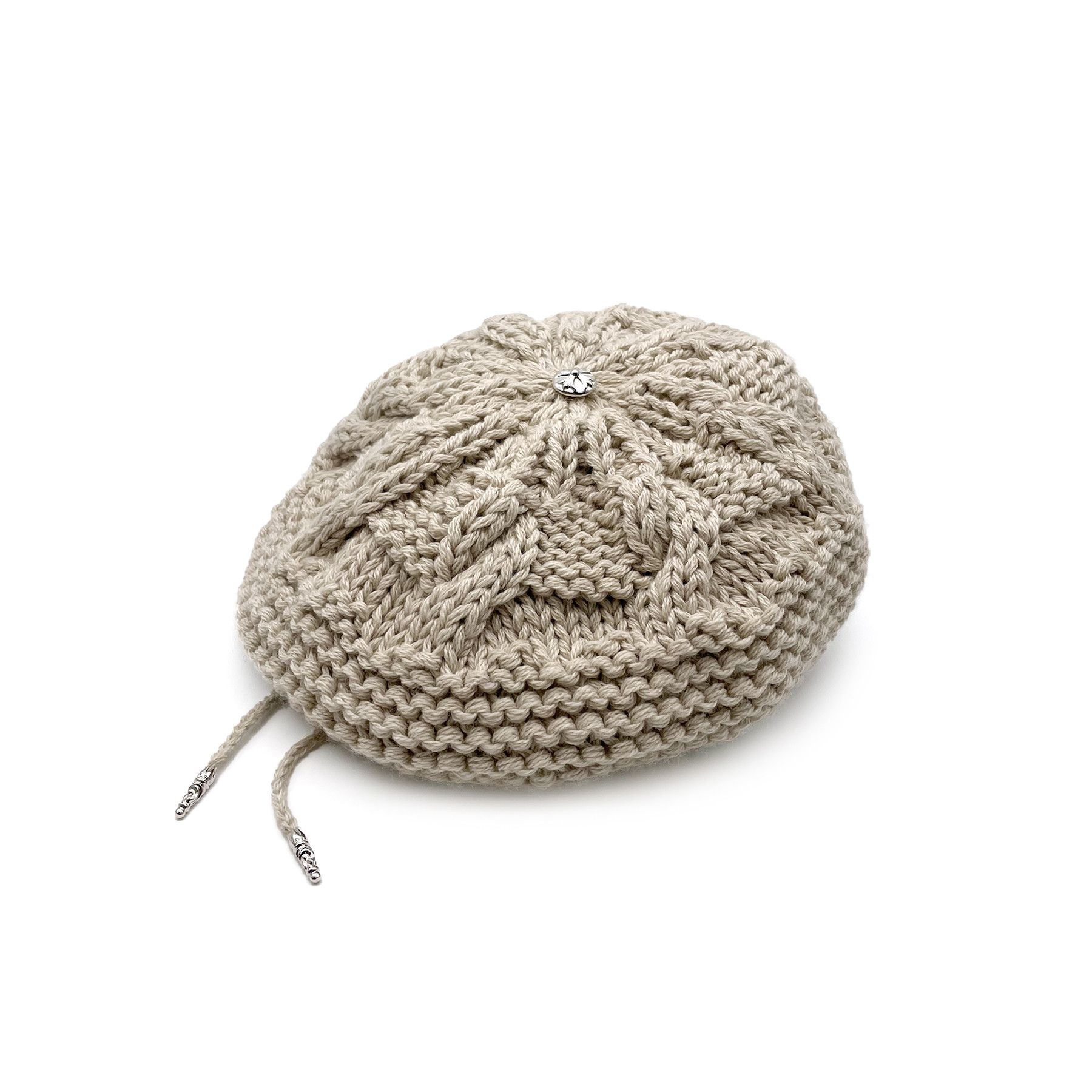 Chrome Hearts Chrome Hearts Cashmere Silver Cross Button Beige Beret Size ONE SIZE - 4 Thumbnail