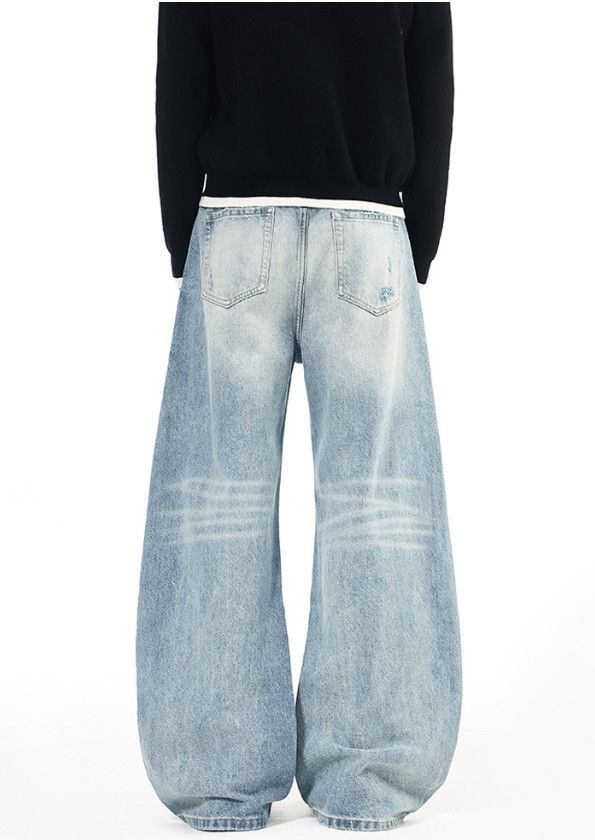 Vintage American high street distressed curved jeans Size US 32 / EU 48 - 5 Thumbnail