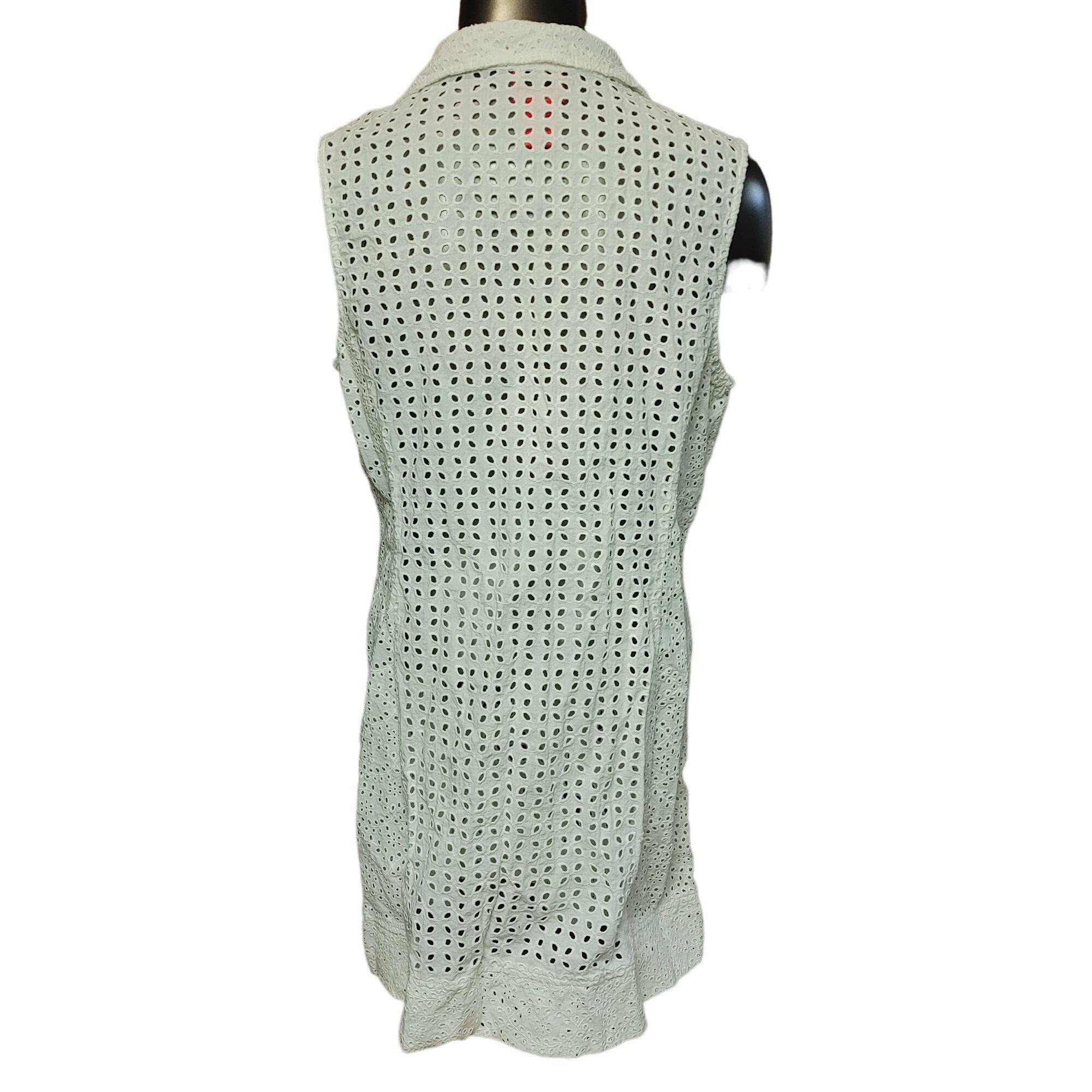 Other Christina Women's White Sleeveless Eyelet Lace Collared Butt Size XL / US 12-14 / IT 48-50 - 2 Thumbnail
