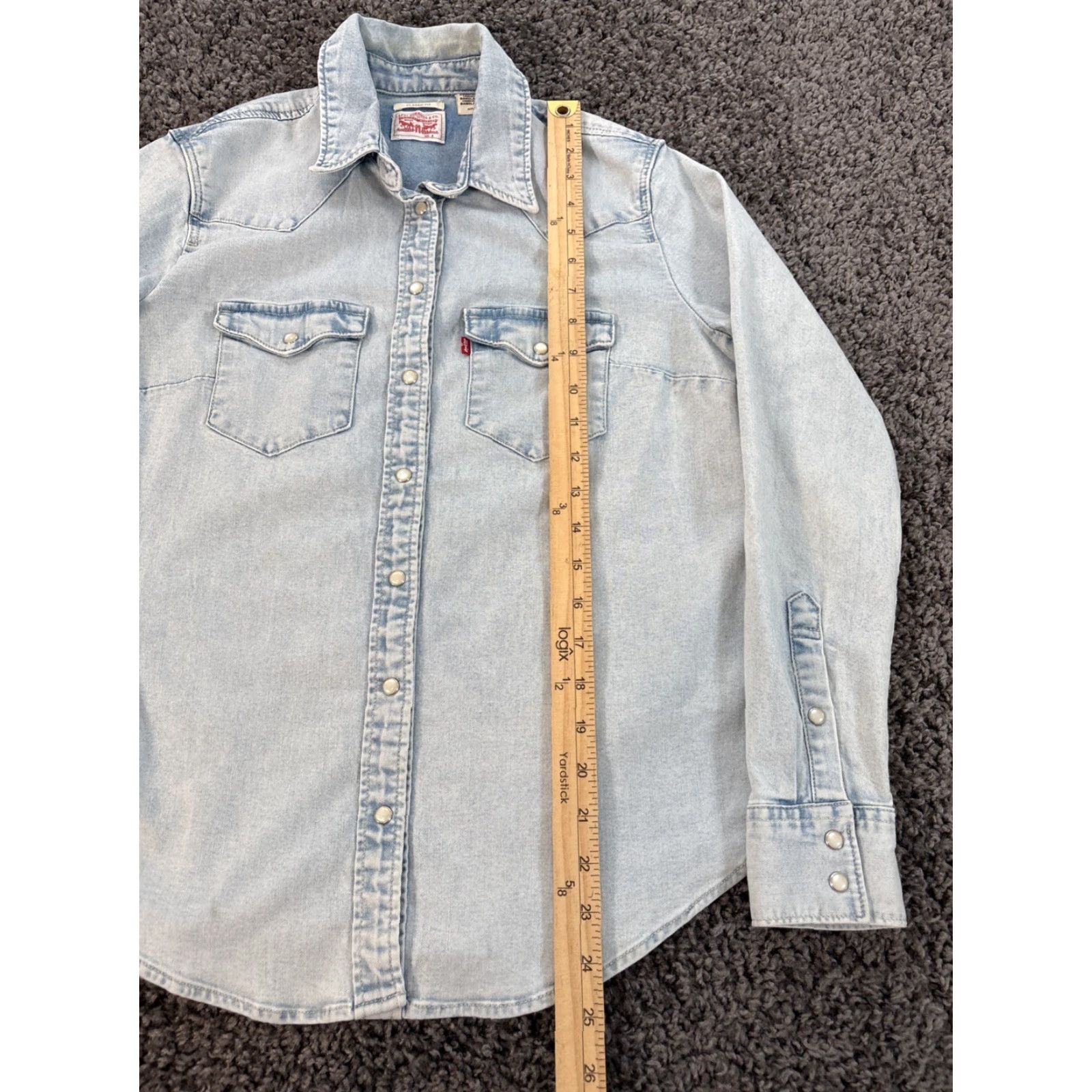Levi's Levi's Shirt Mens S Blue Pearlsnap Long Sleeve Regular Fit Western Button-Up Casual Denim Shirt Size US S / EU 44-46 / 1 - 2 Thumbnail