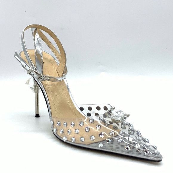 MACH & MACH Double Diamond Metallic Leather And PVC Pump