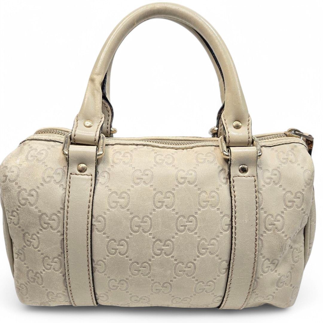 Gucci Gucci - White Leather Mini Boston Handbag Shoulder Bag GG Size ONE SIZE - 3 Thumbnail