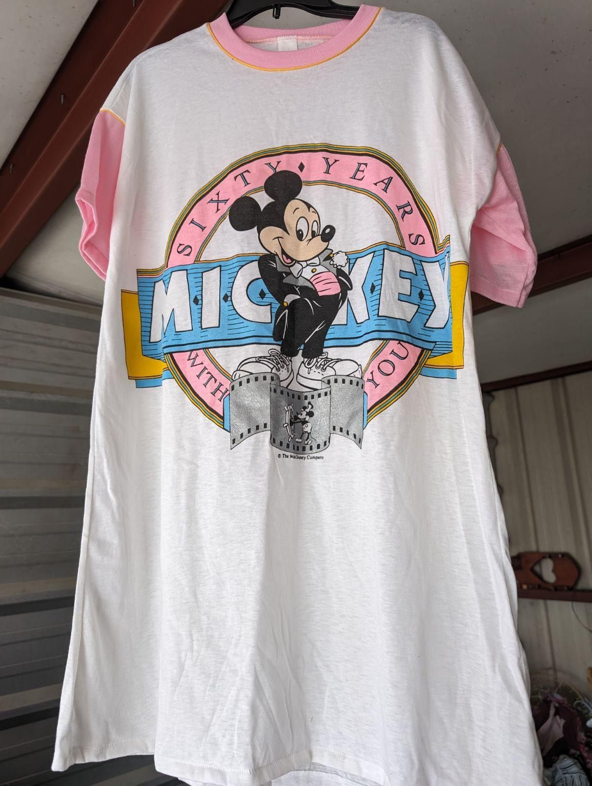 image of Vintage Mickey Mouse 60 Years With You Tshirt in White, Women's