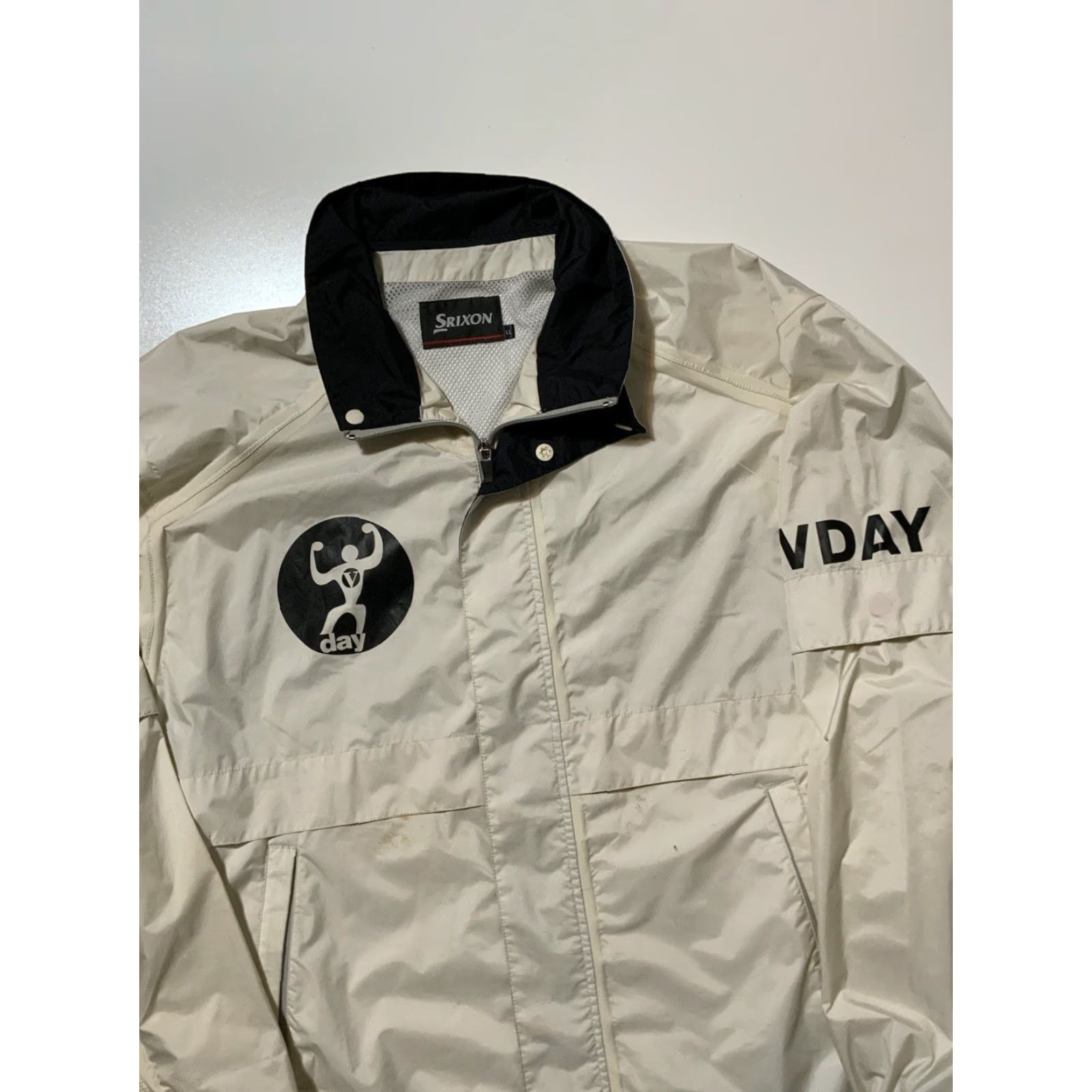 Vintage Srixon V Day Golf Windbreaker 2PC Set Rain Jacket & Pants Tracksuit LL Men White Size 42R - 6 Thumbnail