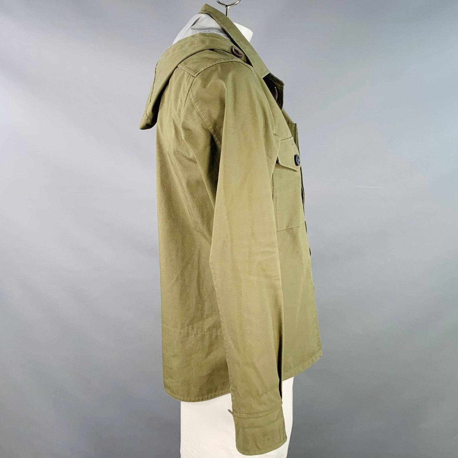 Junya Watanabe XL Green Olive Cotton Nylon Rain Resistant Zip Buttons Size US XL / EU 56 / 4 - 3 Thumbnail
