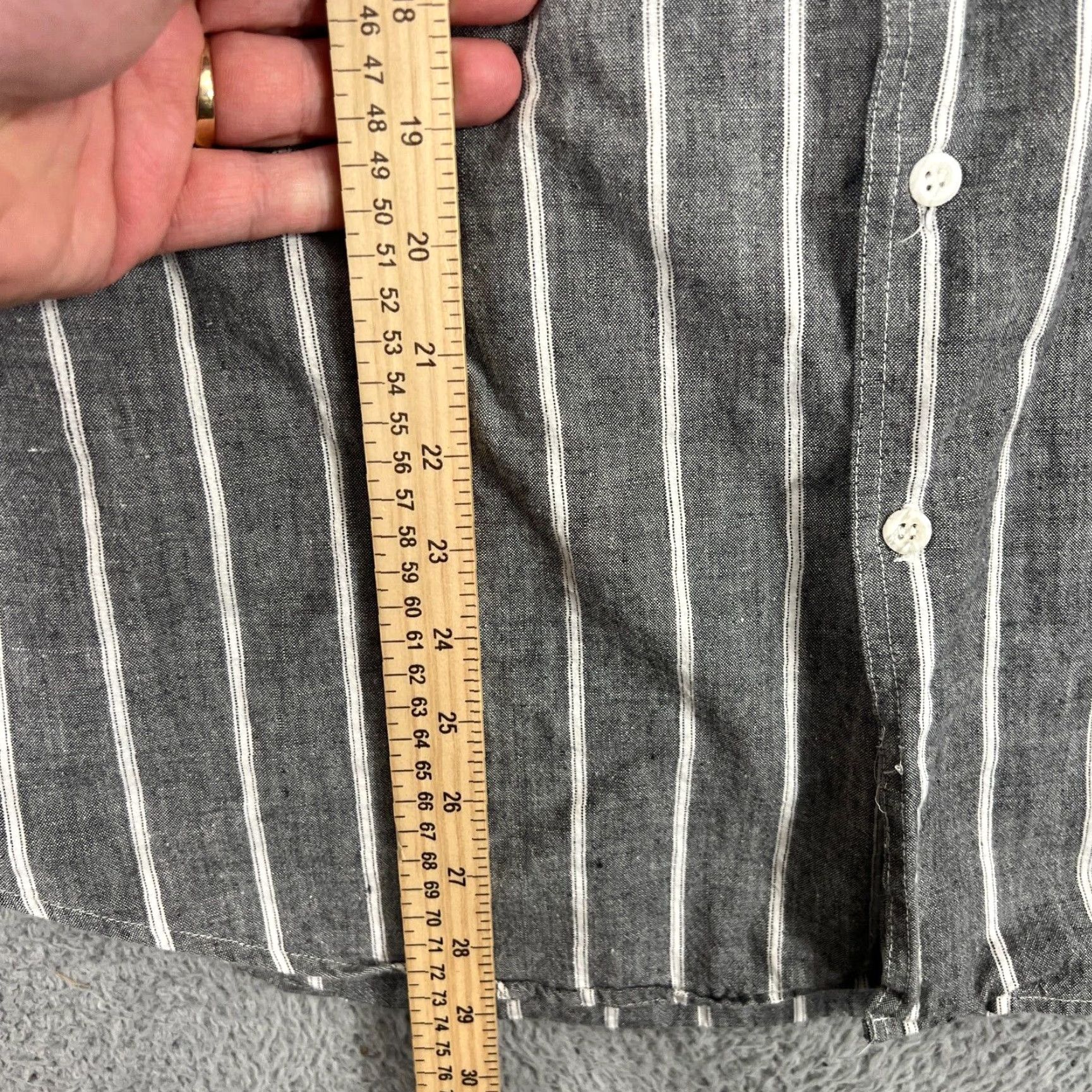 Gap VINTAGE Gap 90s Button-Up Shirt Mens Medium Long Sleeve Striped Cotton Gray Blue Size US M / EU 48-50 / 2 - 2 Thumbnail