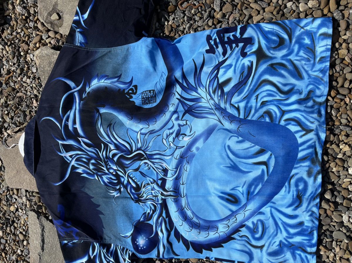 Japanese Brand × Vintage 🧶SILK vintage dragon blue short sleeve shirt y2k Size US XL / EU 56 / 4 - 13 Thumbnail