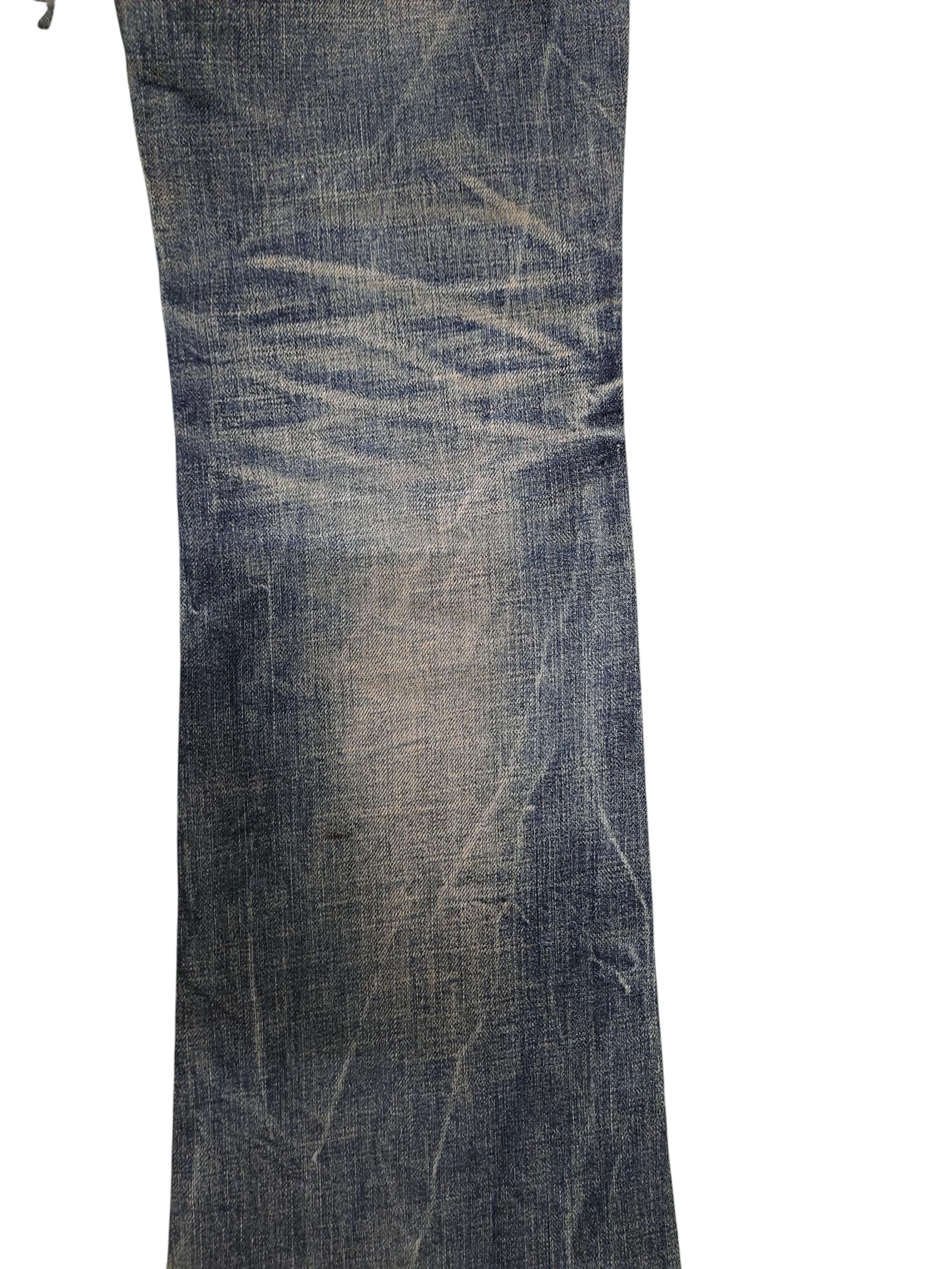 Le Grande Bleu (L.G.B.) Flare Jeans Red Pepper Embroid Distress Bootcut Low Rise Y2k Size US 27 - 4 Thumbnail