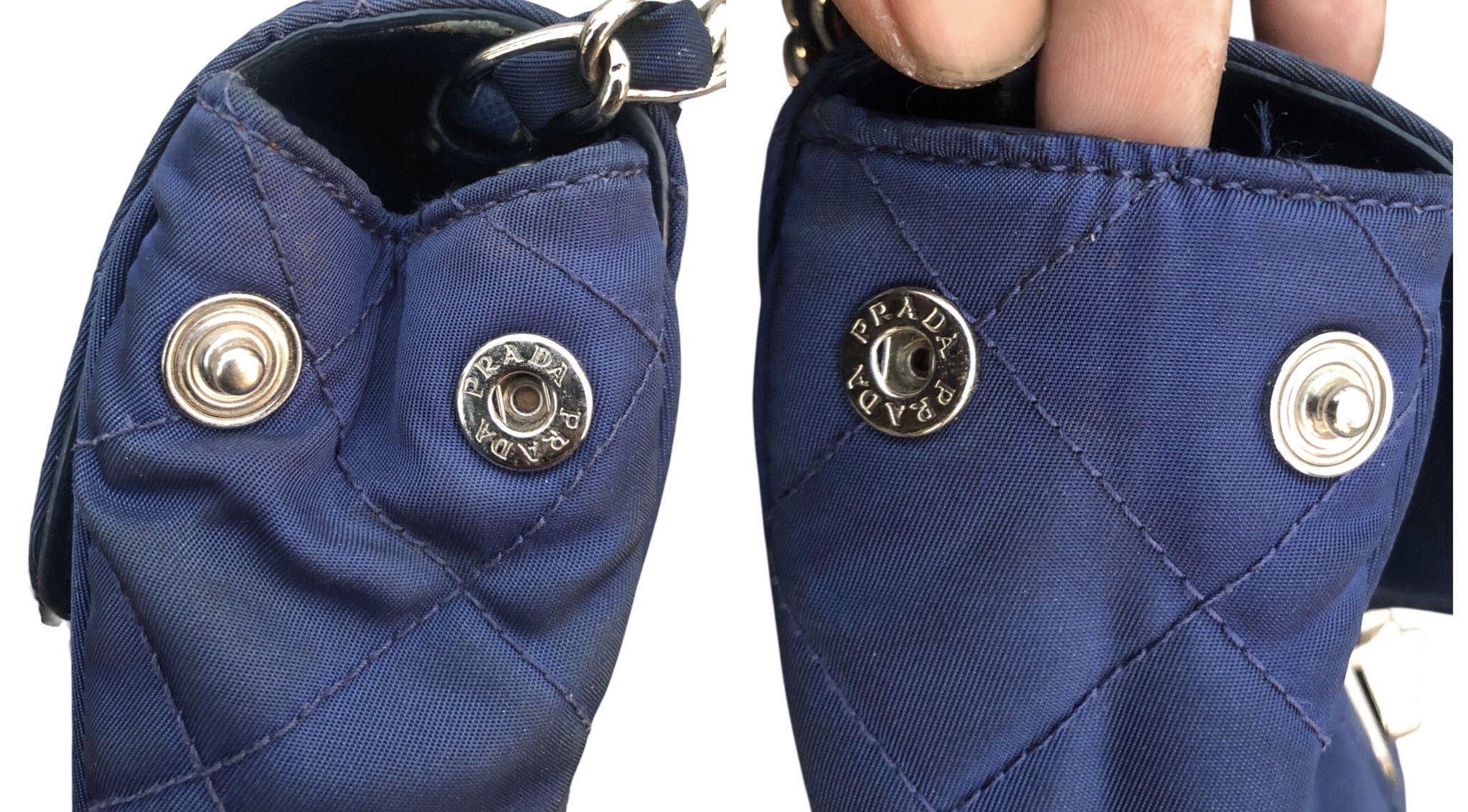 Prada 💯🔥PRADA MILANO Blues Tessuto Impuntu Chain Shoulder Bag Size ONE SIZE - 10 Thumbnail