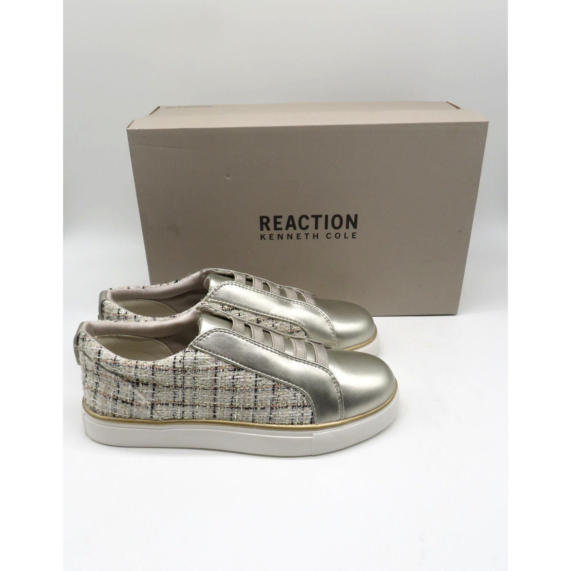 Other Kenneth Cole Reaction Womens Bonnie Ecru Tweed Slip-On Sneak Size US 6 / IT 36 - 1 Thumbnail