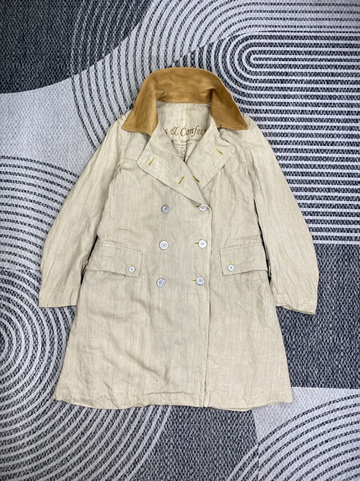 Japanese Brand Vintage Robes & Confections Leather Collar Long Jacket Size US M / EU 48-50 / 2 - 5 Thumbnail