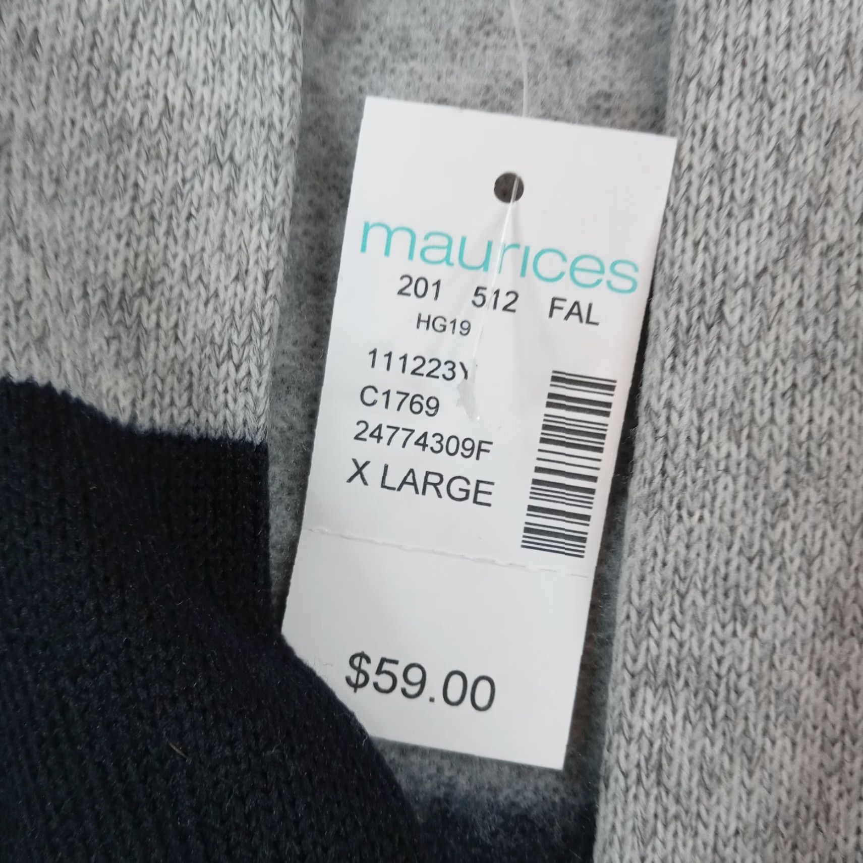 Vintage Maurices Women's XL Gray Striped Open Front Hooded Cardigan Sweater Size XL / US 12-14 / IT 48-50 - 6 Thumbnail