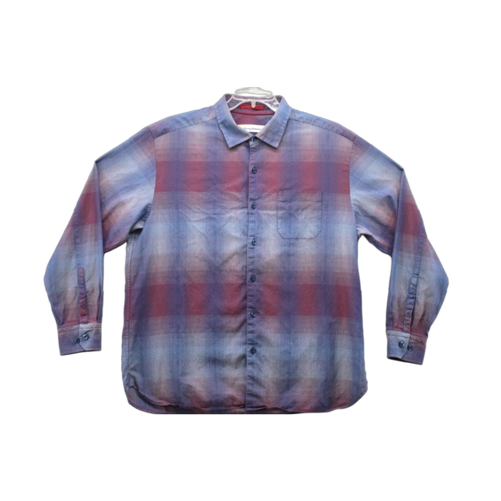 Tommy Bahama VINTAGE Tommy Bahama Shirt Mens XL Cotton Silk Blend Blue Red Striped Subtle Plaid Print Size US XL / EU 56 / 4 - 1 Thumbnail