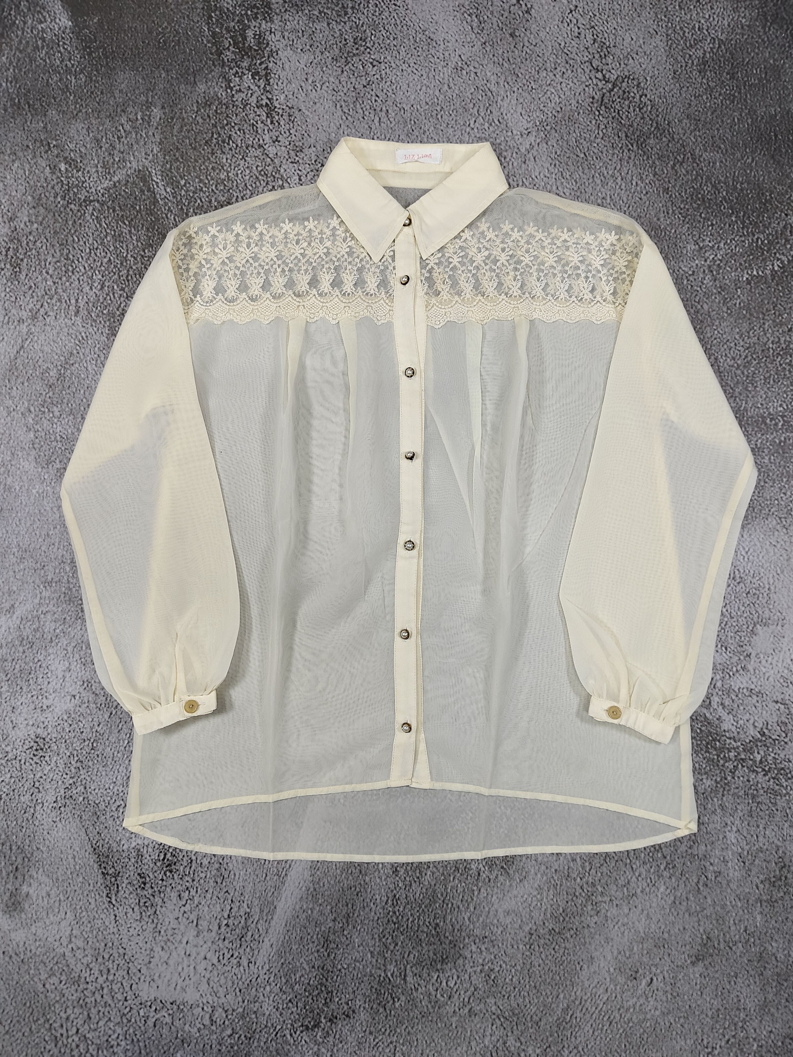LIZ LISA 2000s Liz Lisa- Y2K Sheer Chiffon Lace Panel Floral Blouse Size M / US 6-8 / IT 42-44 - 4 Thumbnail