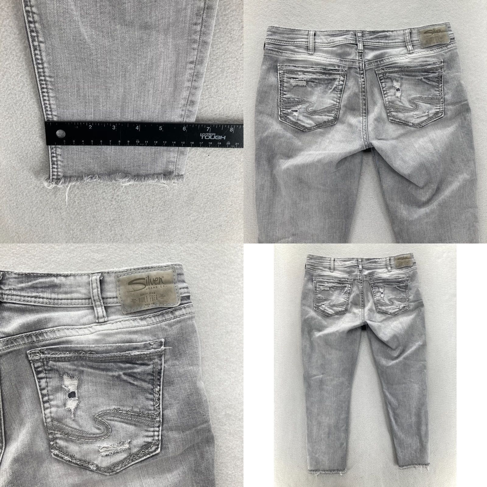 Silver Jeans Co. Silver Jeans Kenni Skinny Ankle Women's 31x27 Gray Stretch Denim Distressed Y2K Jeans Size 24" / US 00 / IT 34 - 9 Thumbnail
