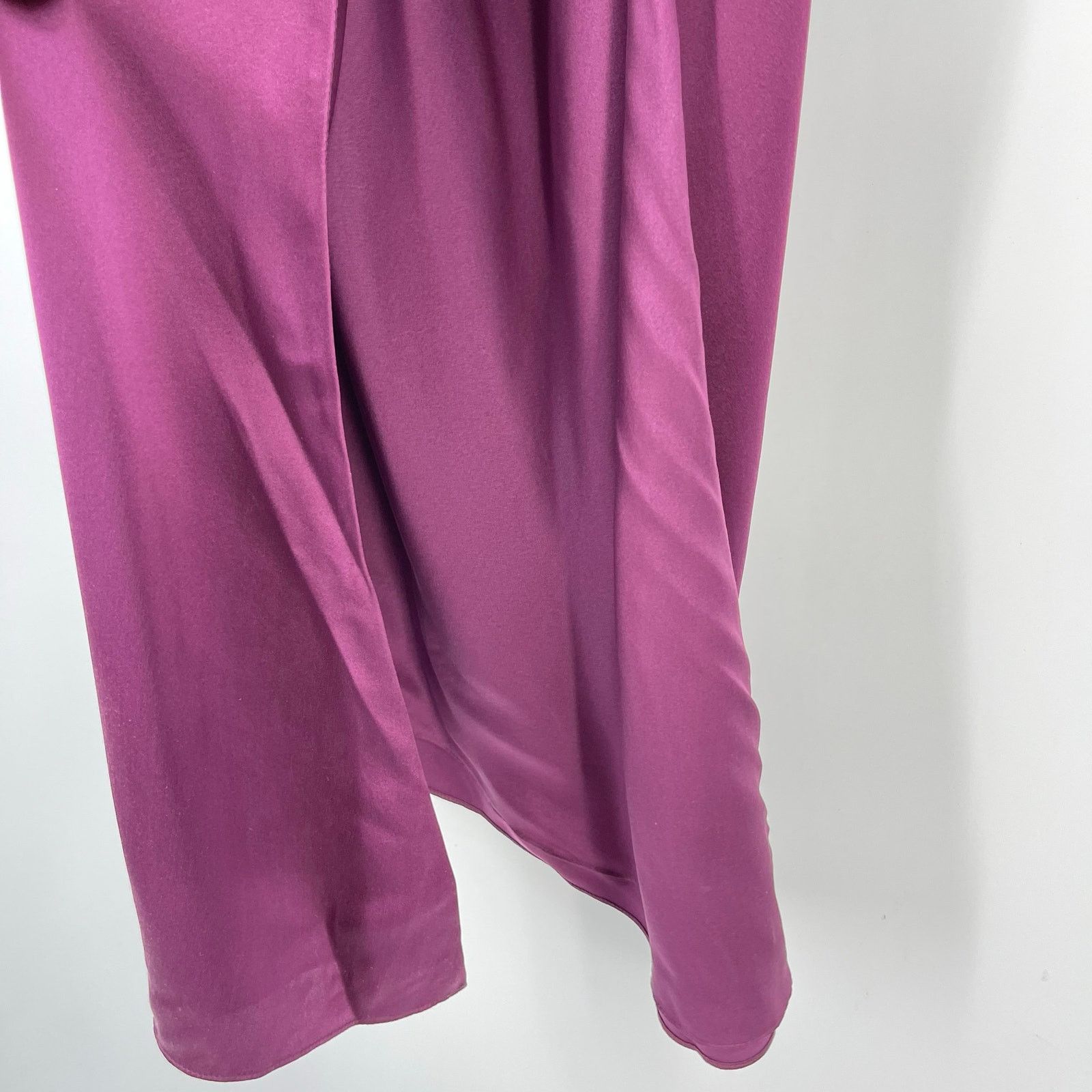 The Sei Ruched Cut Out Silk Midi Dress in Burgundy 2