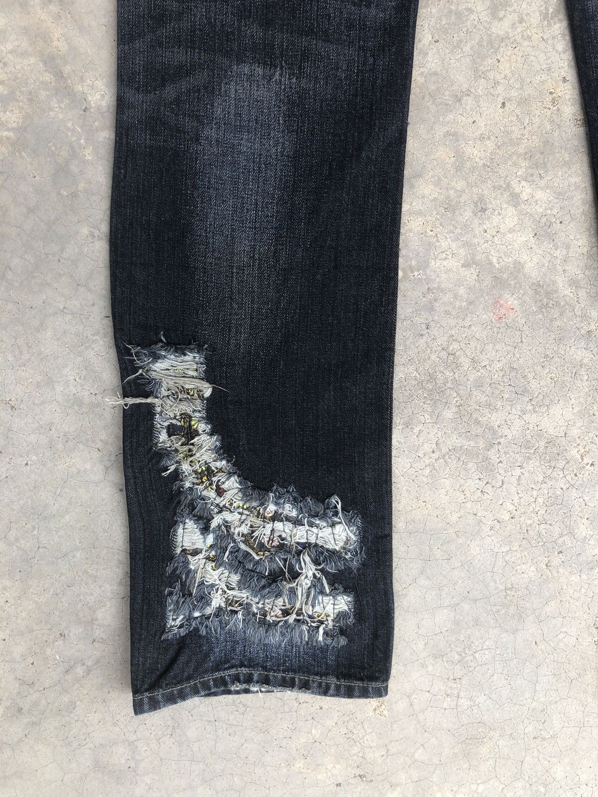PPFM Japanese PPFM Distressed Patchwork Jeans Size US 31 - 11 Thumbnail