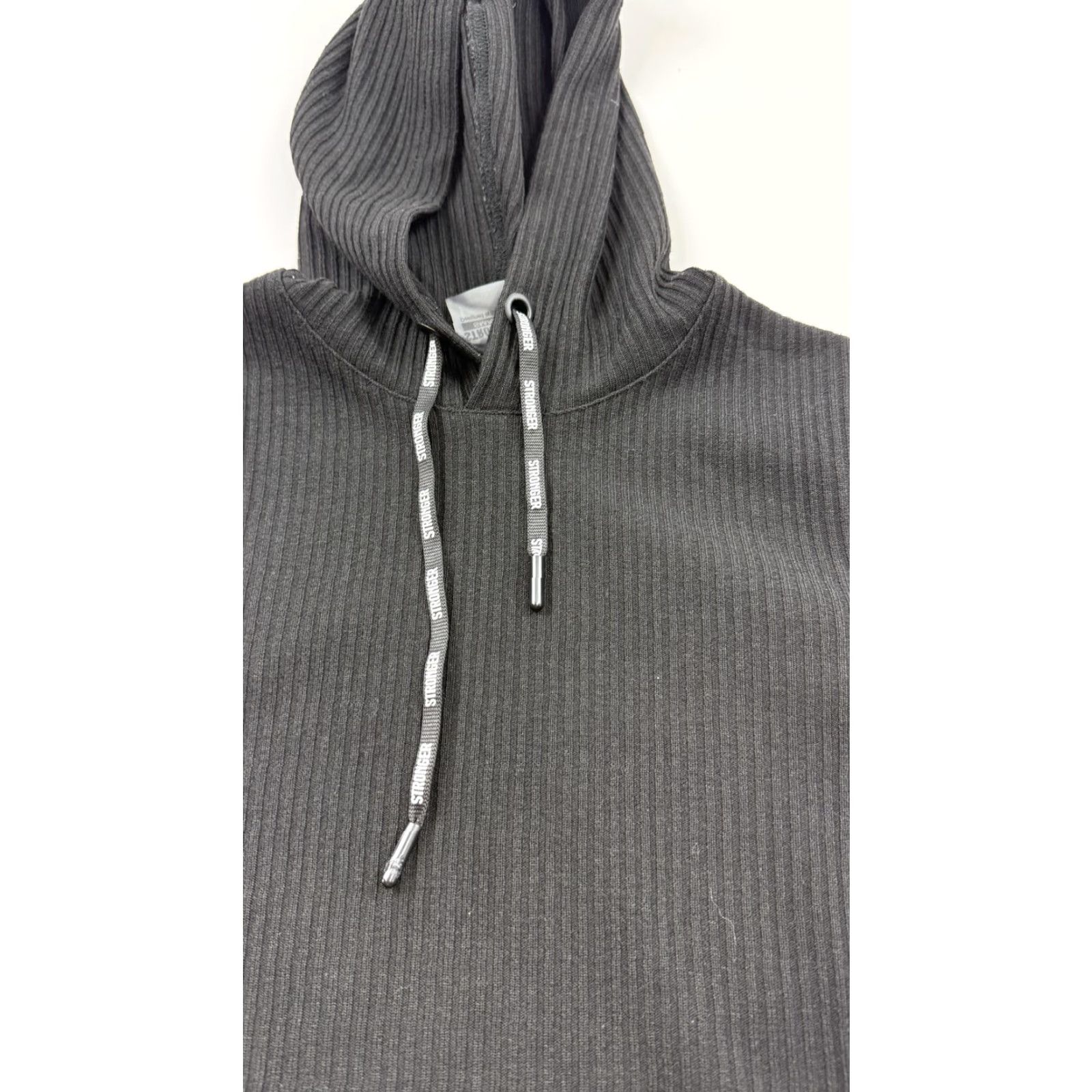 Vintage VINTAGE? No. Stronger Hoodie Womens Small Black Ribbed Knit Cropped Long Sleeve Pullover Size S / US 4 / IT 40 - 5 Thumbnail