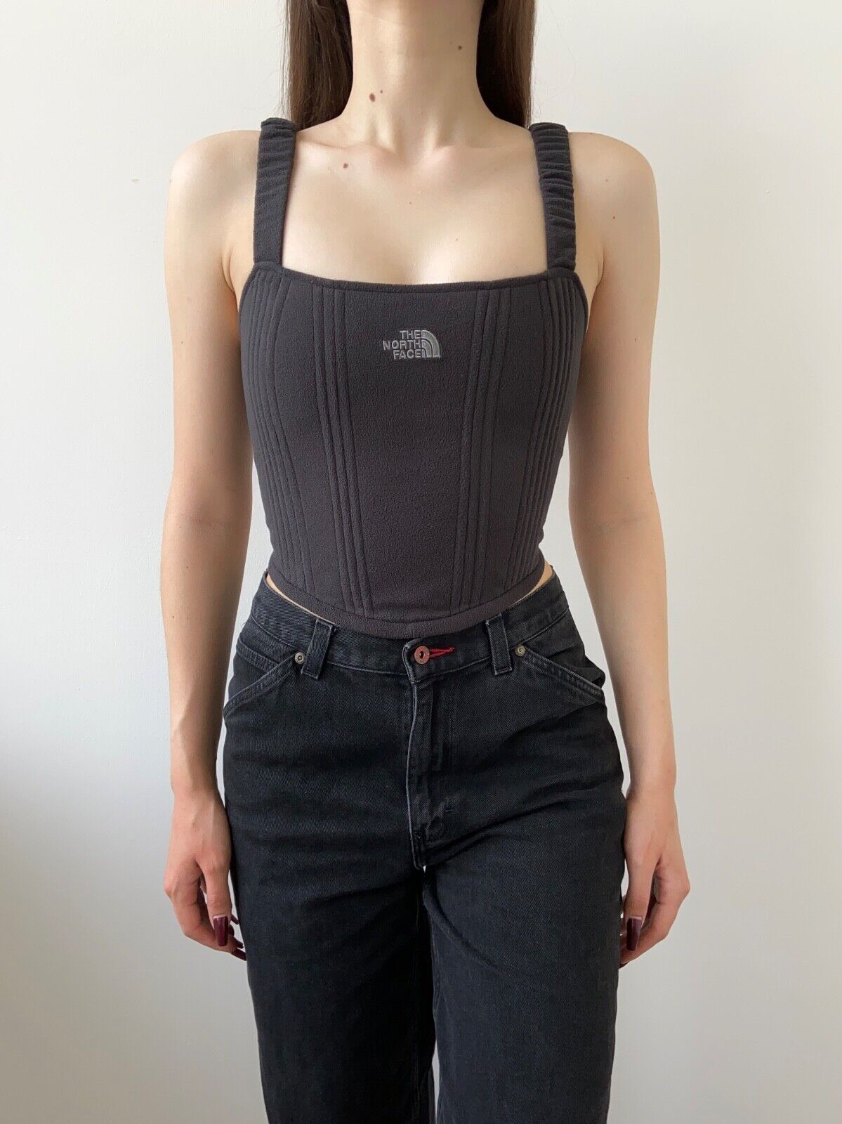 Handmade Handmade The North Face Black Fleece Women's Crop Top Corset Size S / US 4 / IT 40 - 1 Thumbnail