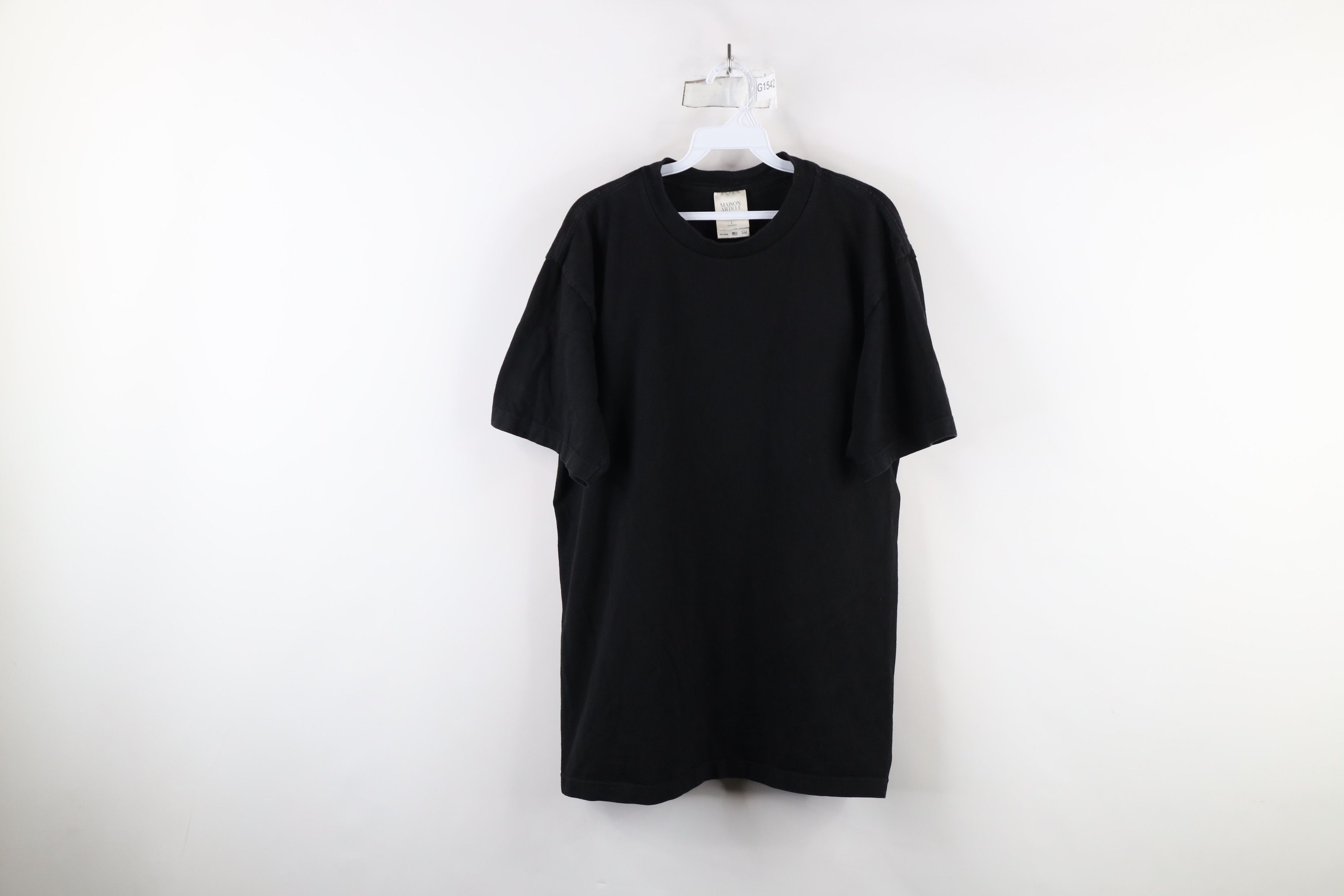 Vintage Vintage 90s Streetwear Heavyweight Cotton T-Shirt Black Size US L / EU 52-54 / 3 - 1 Thumbnail