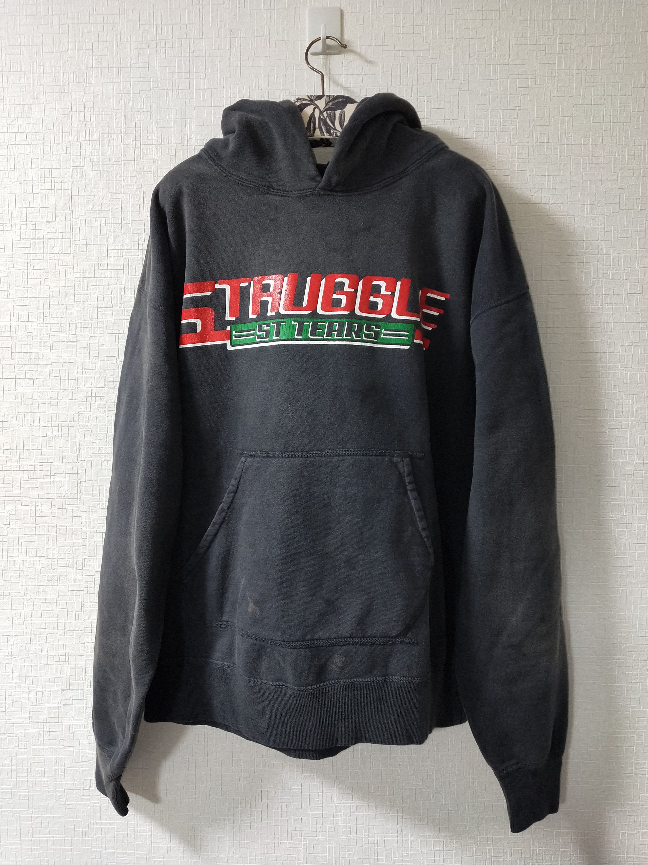 image of Denim Tears x Saint Michael Struggle Hoodie in Washed Black, Men's (Size XL)