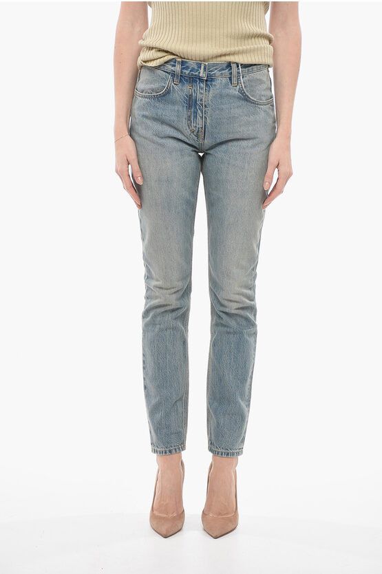 image of Givenchy Stone Washed Skinny Fit Denims With Belt Loops 16Cm in Light Blue, Women's (Size 27)