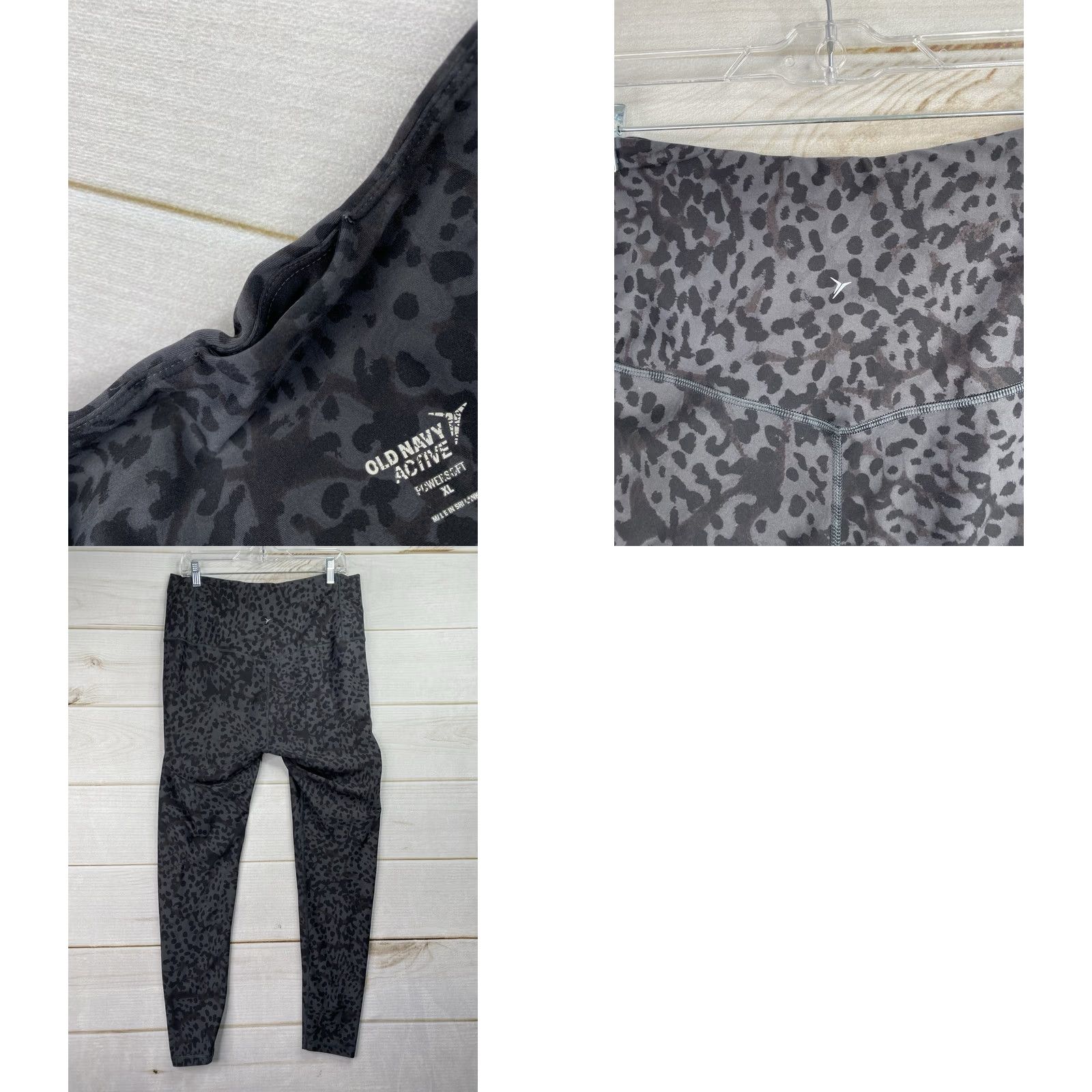 Old Navy Old Navy Active Powersoft Leggings Gray Black Cheetah Animal Print High Rise Gym Size 40" / US 18 - 8 Thumbnail
