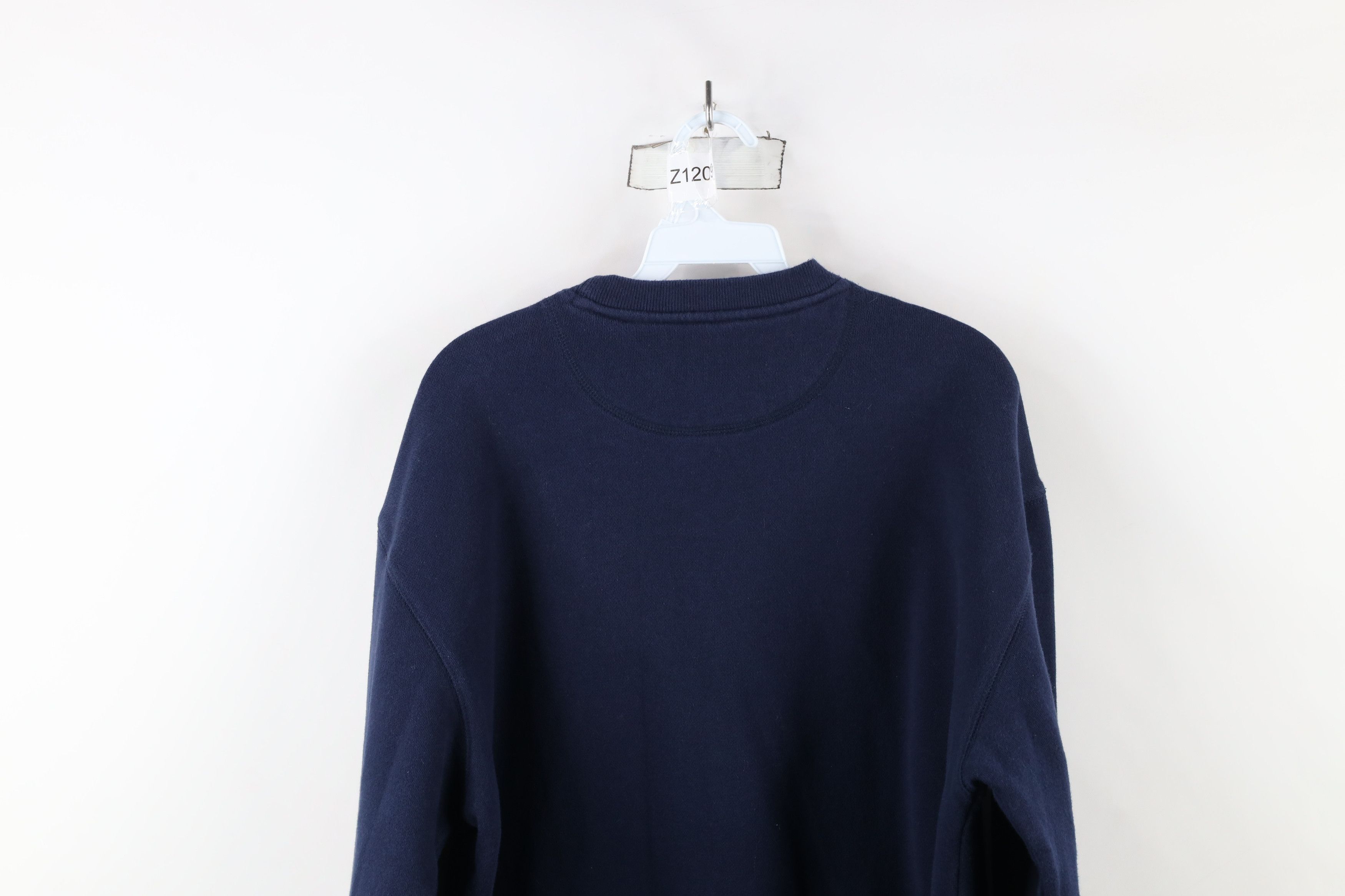 Fila × Vintage Vintage 90s Fila Box Logo Crewneck Sweatshirt Navy Blue Size US L / EU 52-54 / 3 - 7 Thumbnail