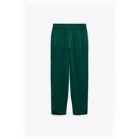 Zara Zara Bottle Green Satin Effect Cropped Pants Size 27" / US 4 / IT 40 - 5 Thumbnail