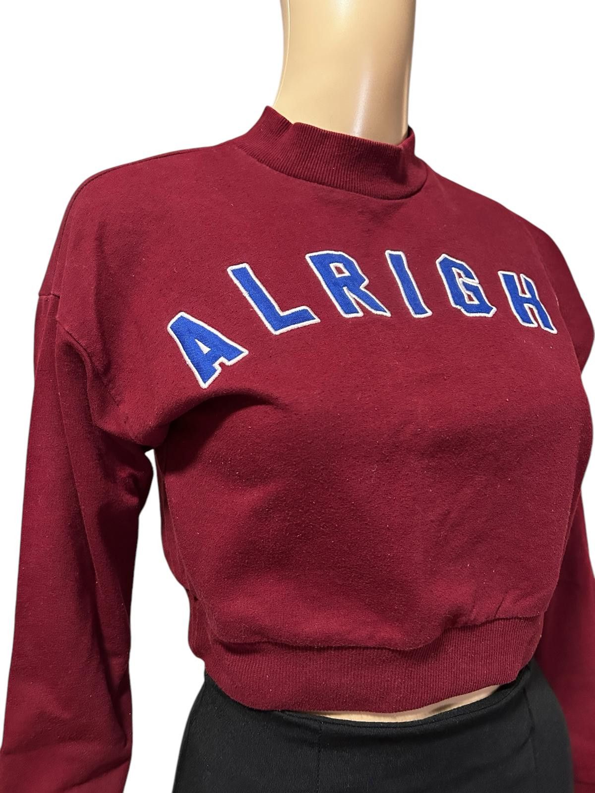 Forever 21 ALRIGHT Cropped Sweatshirt - Vintage Style Size S / US 4 / IT 40 - 2 Thumbnail
