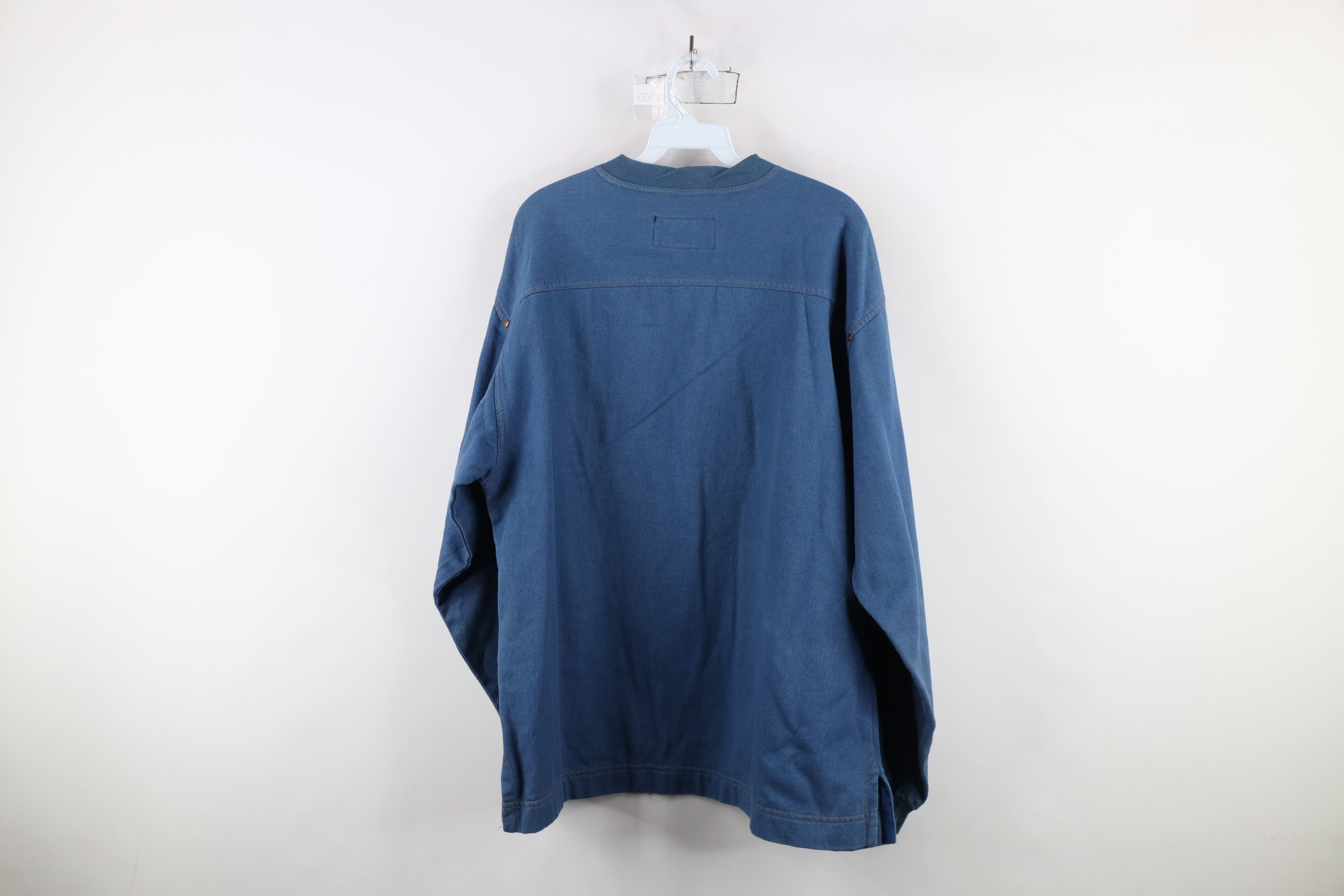 Harley Davidson × Vintage Vintage 90s Harley Davidson Denim Henley Sweatshirt USA Size US L / EU 52-54 / 3 - 11 Thumbnail