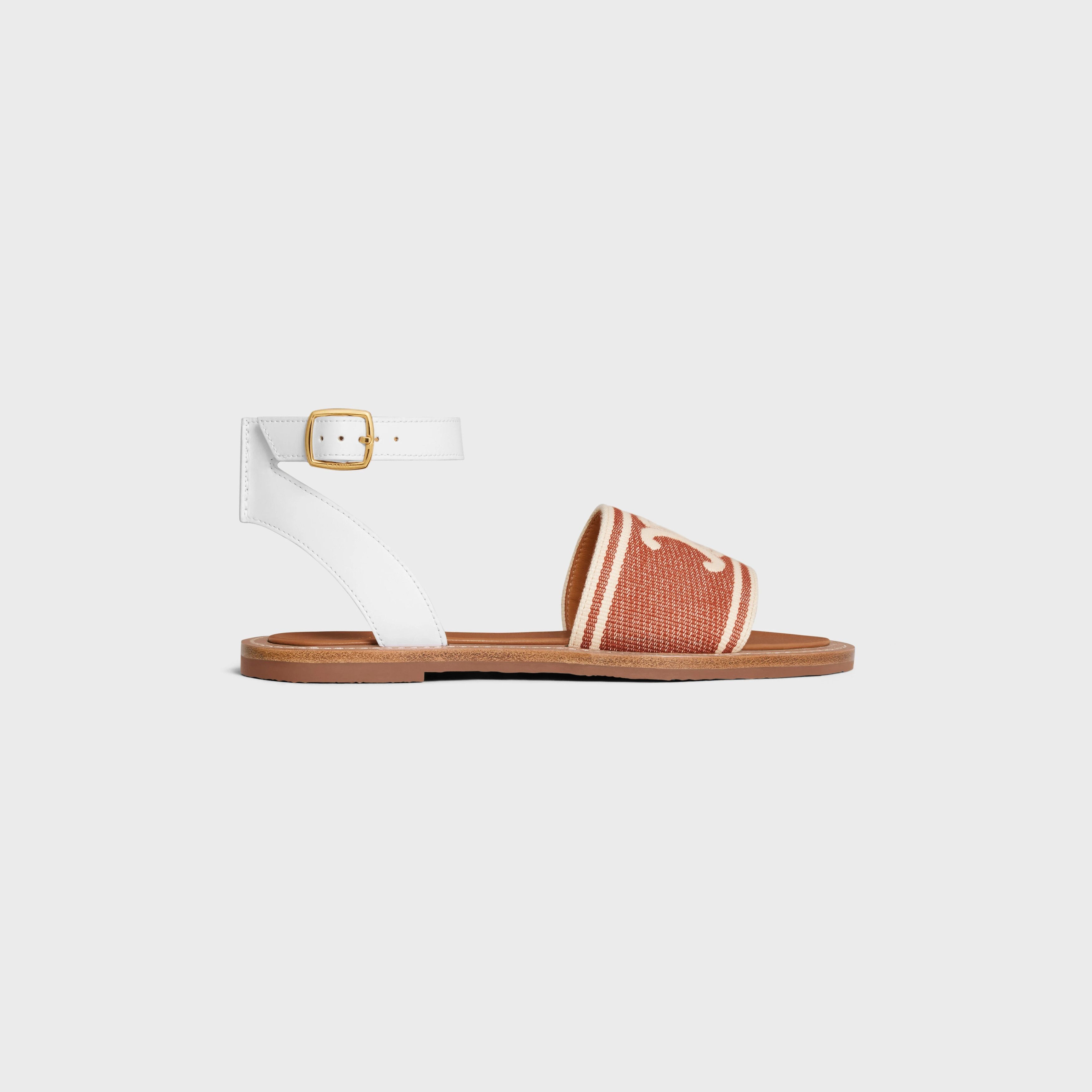 lympia sandal in triomphe jacquard canvas & calfskin