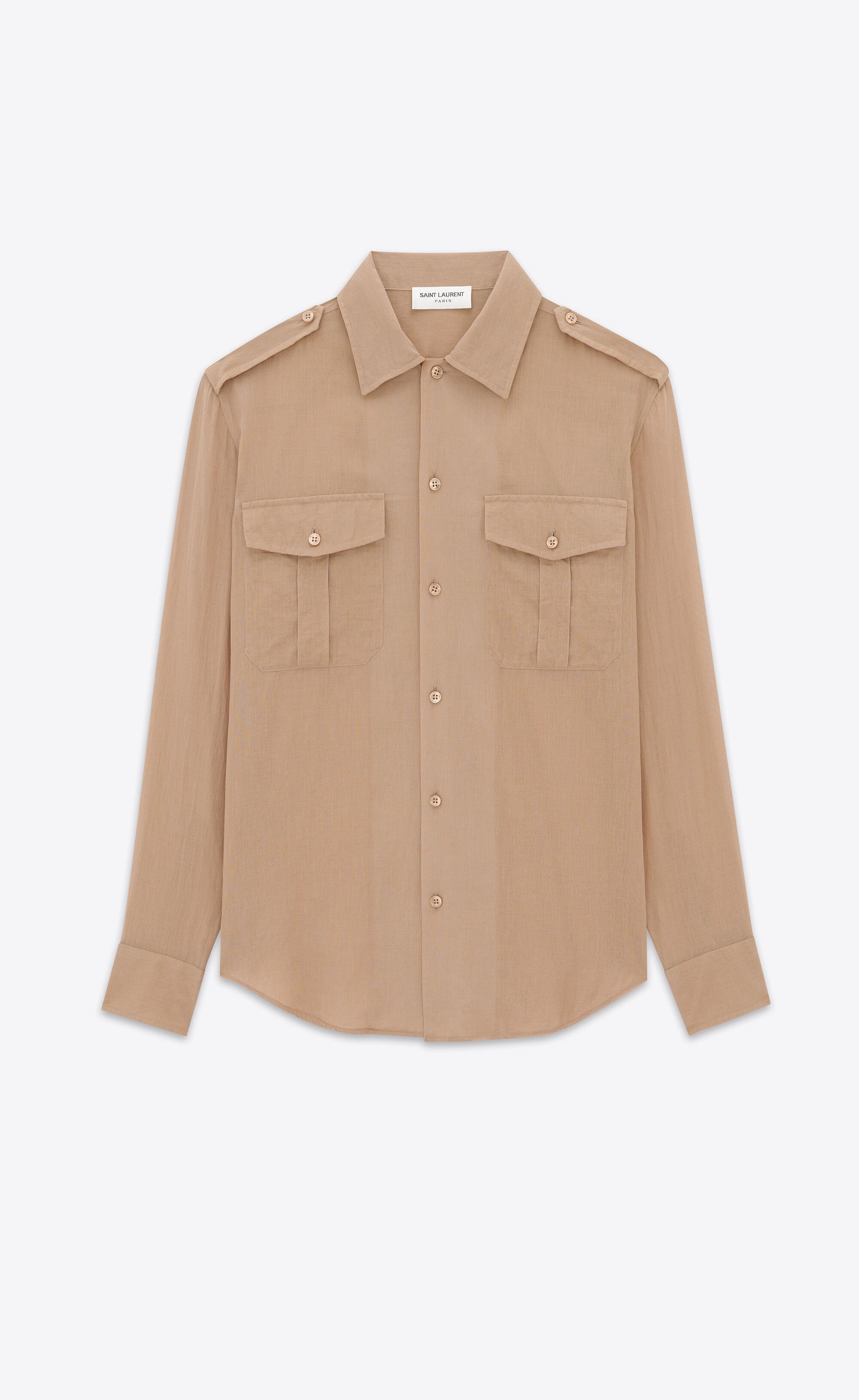 Saint Laurent Paris o1s1wg110125 723183 Shirt in Cotton Voile in Beige Size US S / EU 44-46 / 1 - 1 Thumbnail