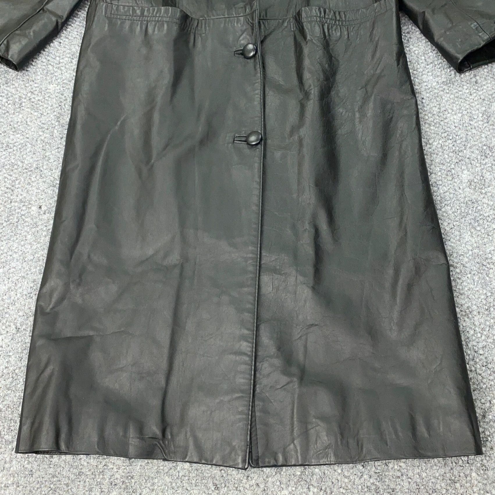 Vintage VINTAGE Marvin Richards Leather Coat Womens Small Black Fox Fur Trim Long Overcoat Designer Size S / US 4 / IT 40 - 5 Thumbnail