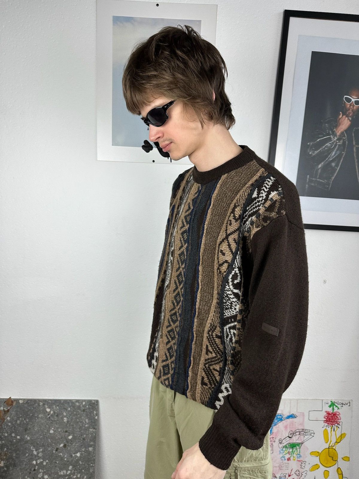 Japanese Brand × Vintage Vintage Coogi Style Boxy Knit Sweater M-L Size US L / EU 52-54 / 3 - 7 Thumbnail
