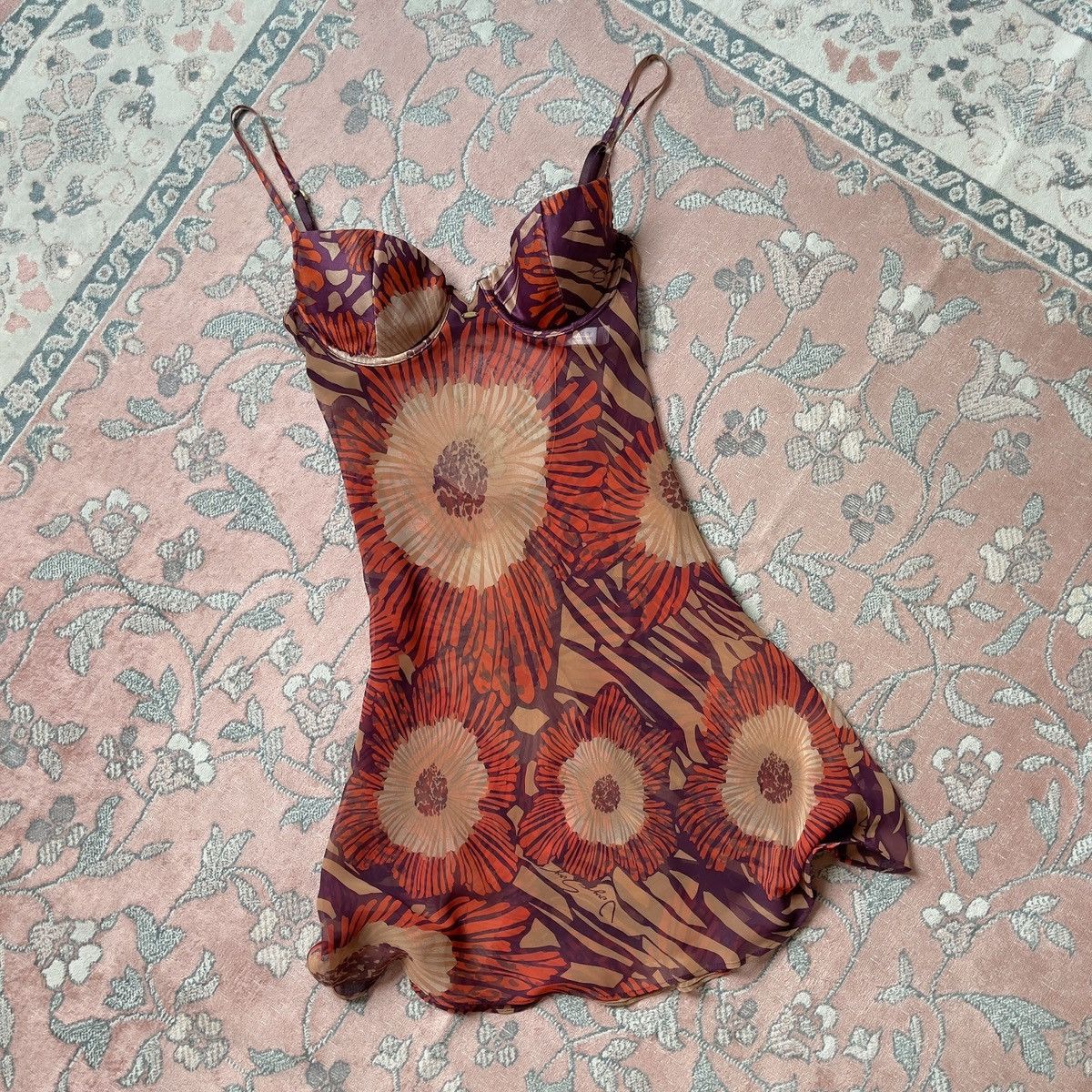 Victoria's Secret Romantic Floral Chiffon Sheer Bustier Slip Dress (34B/32C) Size ONE SIZE - 10 Thumbnail