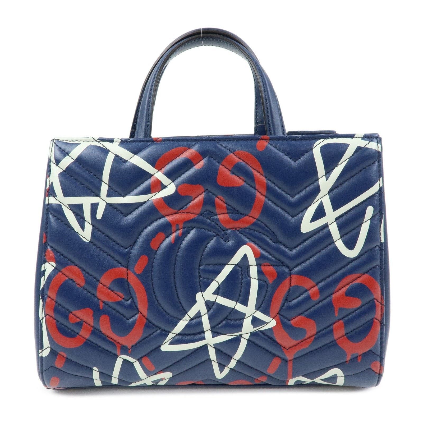 Gucci Gucci GG Marmont Ghost Leather Top Handle Bag Navy Size ONE SIZE - 2 Thumbnail