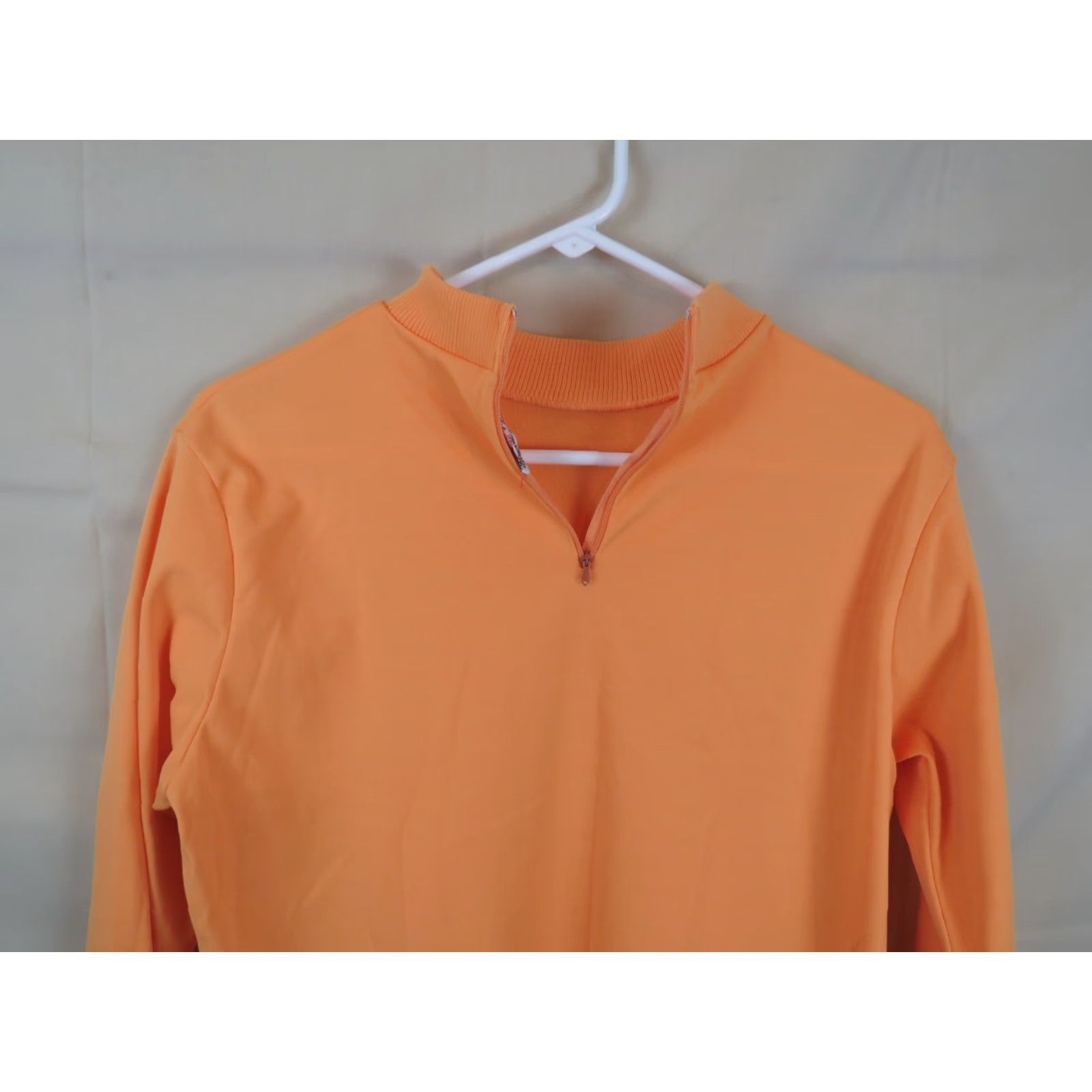 Vintage VINTAGE polyester top shirt orange 1960-70s size 44 zip collar Henley Size M / US 6-8 / IT 42-44 - 3 Thumbnail