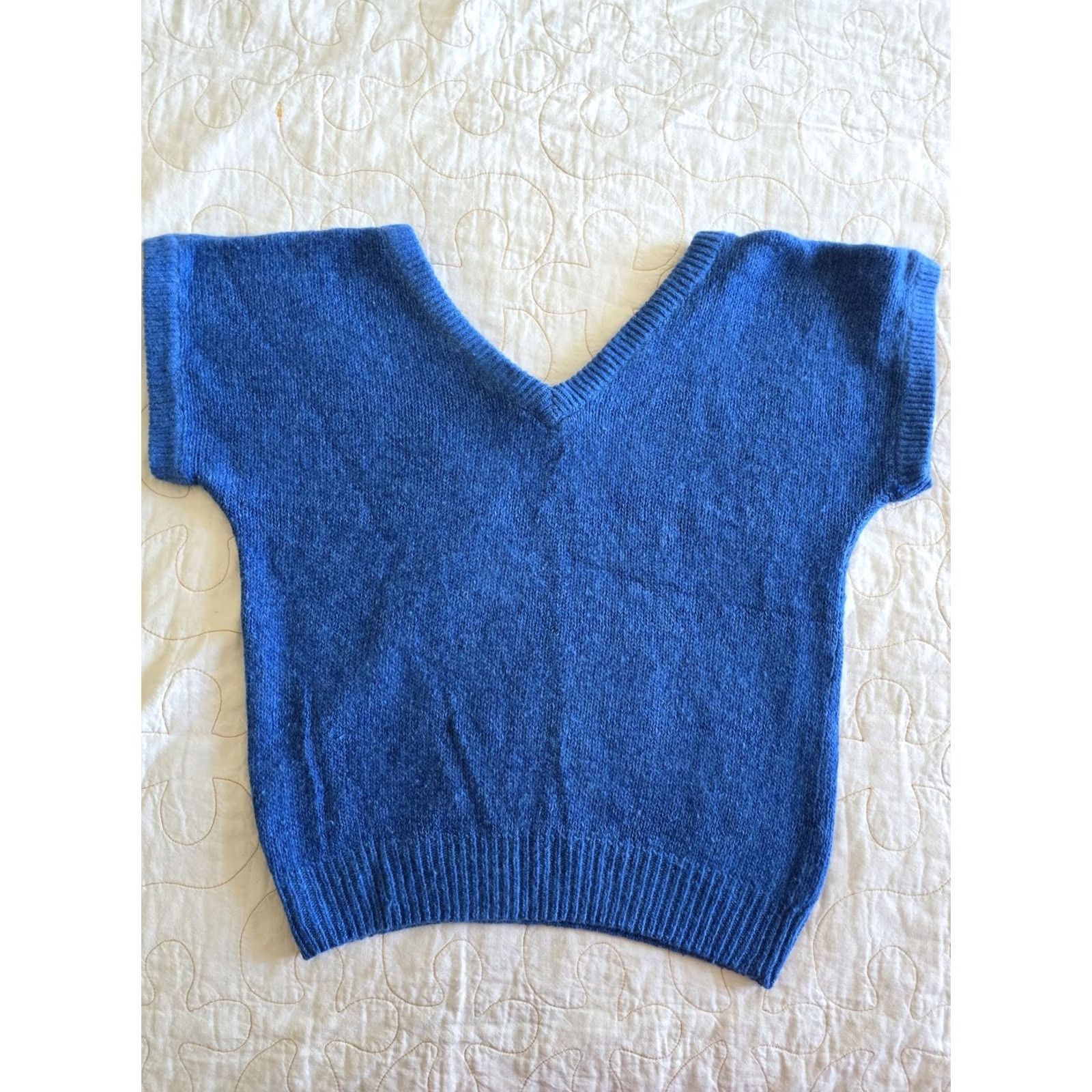 Vintage VINTAGE 80s Sweater Blue Beaded Sequins Womens Small Medium Short Sleeve Wool Blend Party 1980s Beaded Sequins Size S / US 4 / IT 40 - 6 Thumbnail