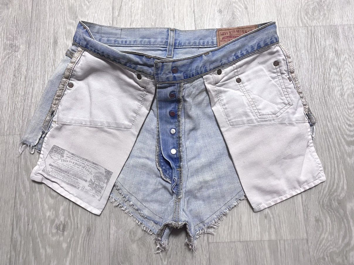 Levi's Vintage Clothing Women’s Levi’s Urban Renewal Washed Blue Mini Shorts Rework Size 29" - 12 Thumbnail