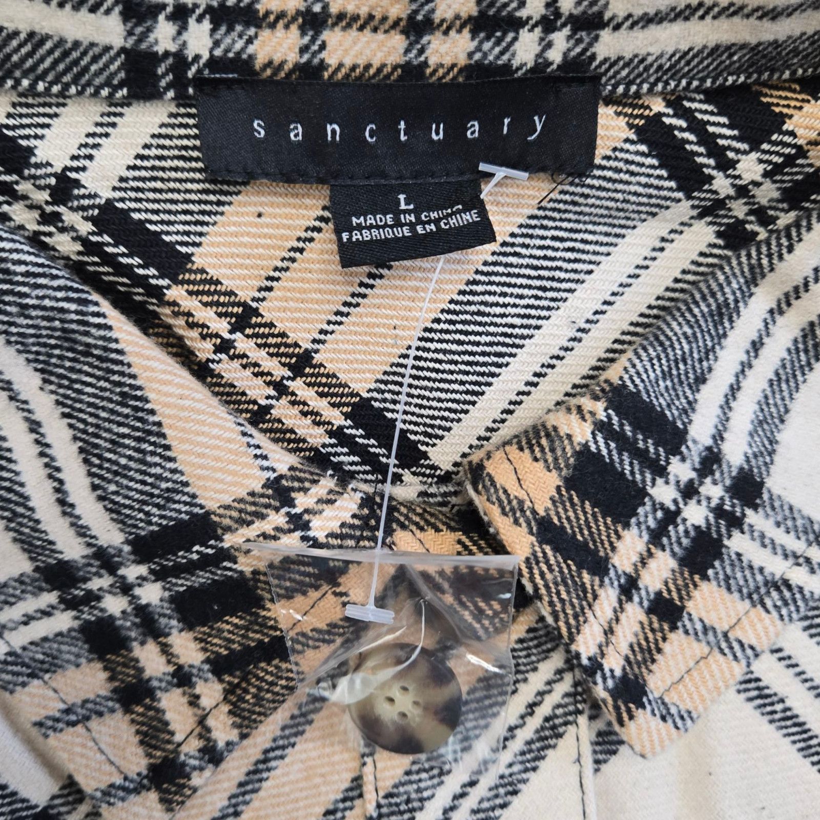 Sanctuary Sanctuary Beige Plaid Button Up Flannel Shacket Size Large Size L / US 10 / IT 46 - 6 Thumbnail