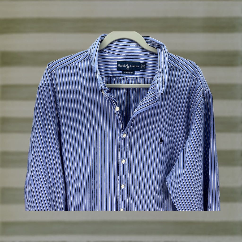Ralph Lauren Ralph Lauren Shirt Men 2XL Blue Stripe Button Long Sleeve Cotton Casual Classic Fit Shirt Size US XXL / EU 58 / 5 - 1 Thumbnail