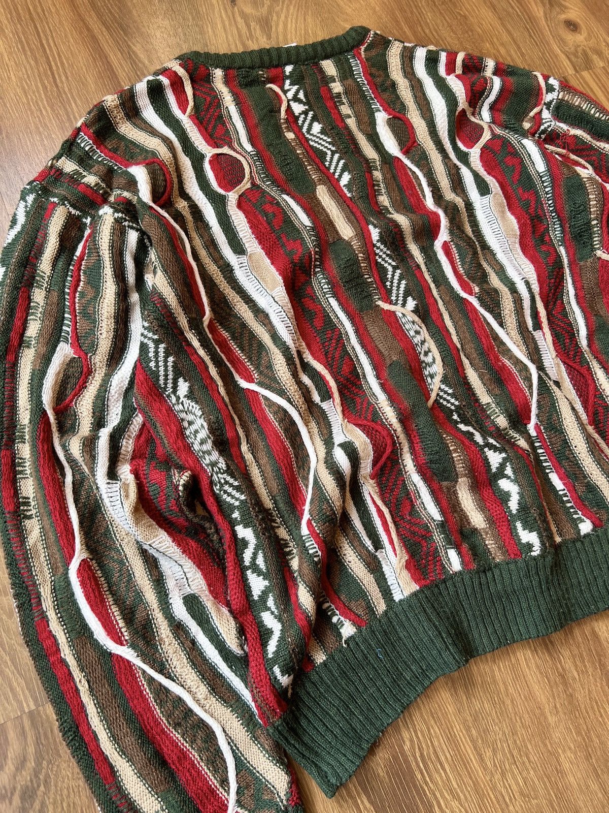 Coogi Rarest Coogi 3D Knit / Sweater (Red/White/Green/Brown) Size US L / EU 52-54 / 3 - 8 Thumbnail
