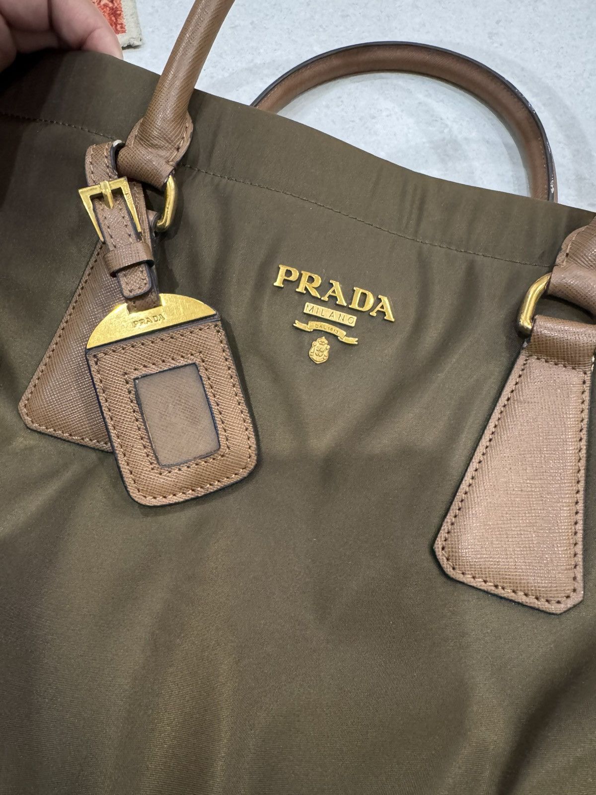 Prada Prada Brown Tessuto e Saffiano leather tote bag Size ONE SIZE - 3 Thumbnail