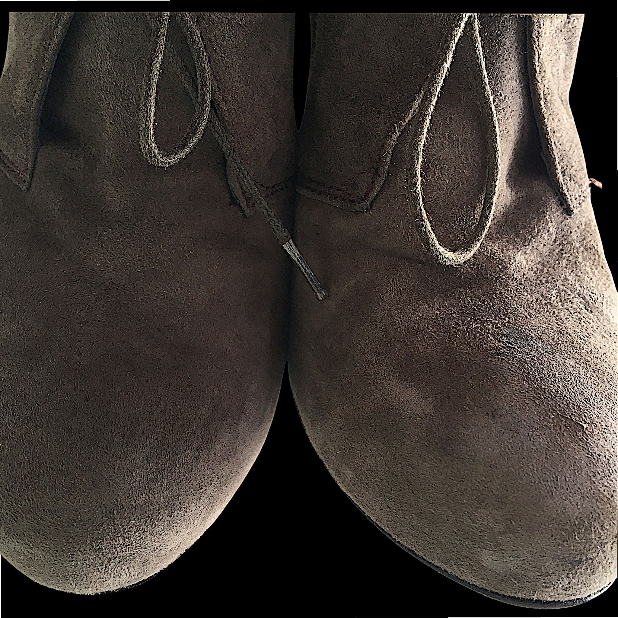Vintage Tasca Suede Ankle Boots - Beige & Brown Leather Size US 10 / IT 40 - 25 Thumbnail