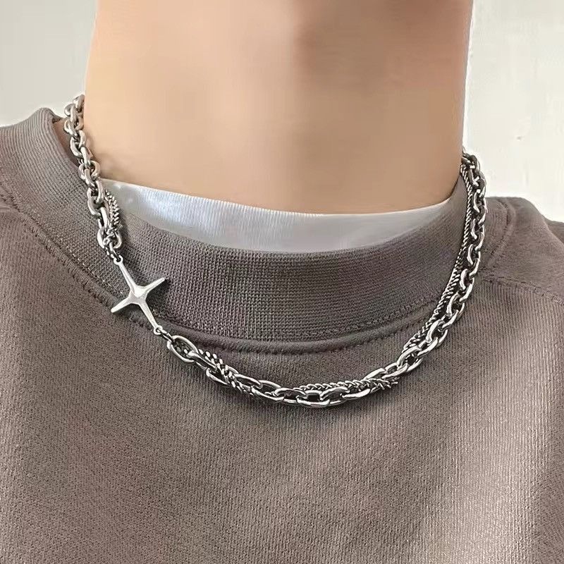 Jewelry Double Chain Cross Necklace Size ONE SIZE - 1 Thumbnail