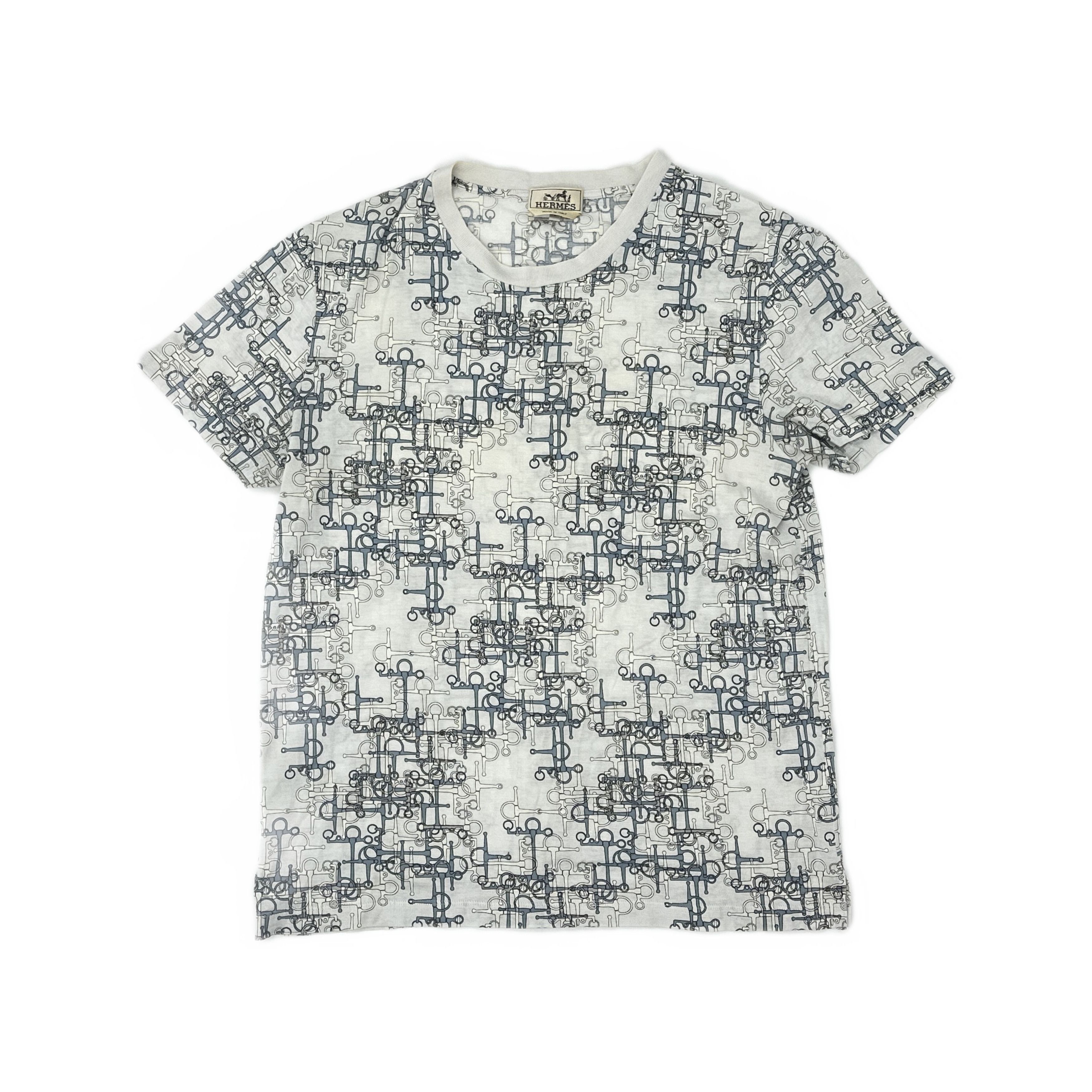Hermes Hermes Geometric Pattern T-Shirt White Size L Size US L / EU 52-54 / 3 - 1 Thumbnail