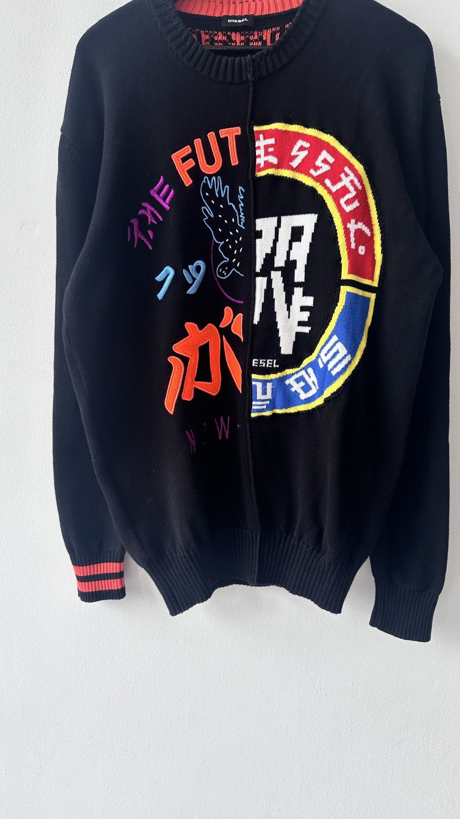 Diesel Diesel Cyber Knit Sweater Brave New World Japanese Graphics Size US XL / EU 56 / 4 - 5 Thumbnail