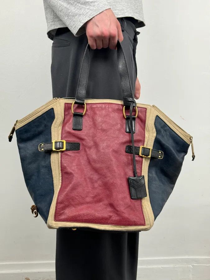 Yves Saint Laurent 2000s Yves Saint Laurent Burgundy Leather Colorblock Handle Bag Size ONE SIZE - 1 Thumbnail